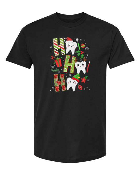 Christmas wrapping paper "HO HO HO" graphic Unisex crew-neck  graphic tee Black