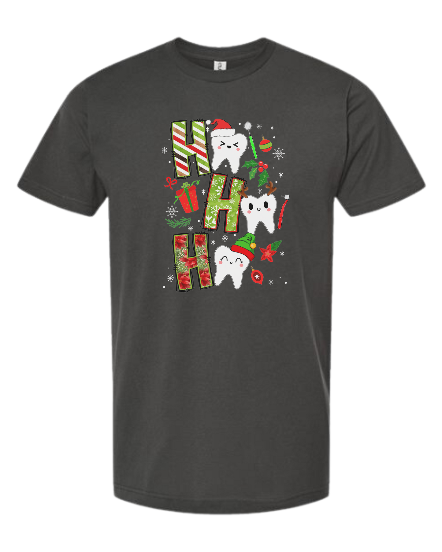 Christmas wrapping paper "HO HO HO" graphic Unisex crew-neck  graphic tee Charcoal Grey