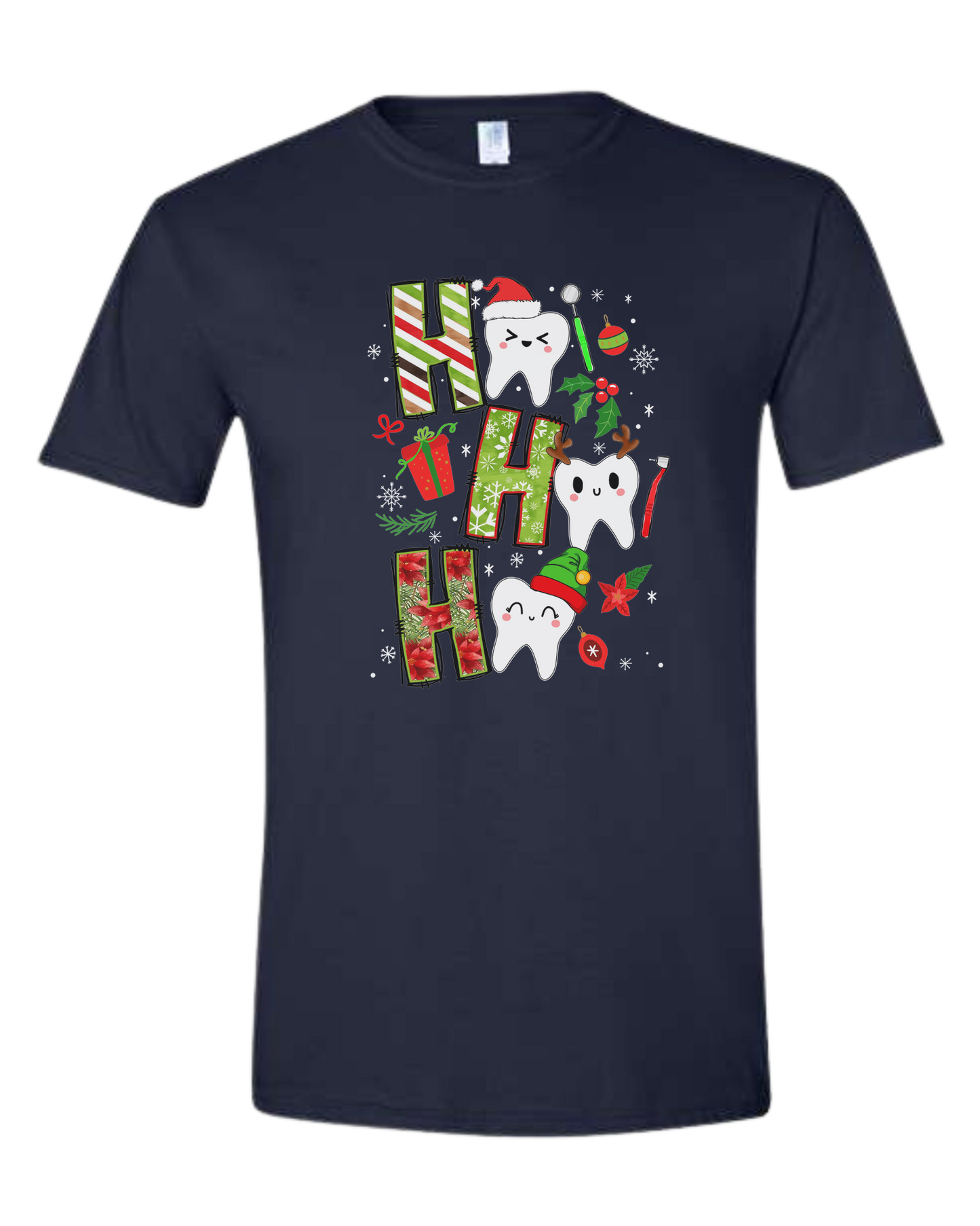 Christmas wrapping paper "HO HO HO" graphic Unisex crew-neck  graphic tee Navy Blue