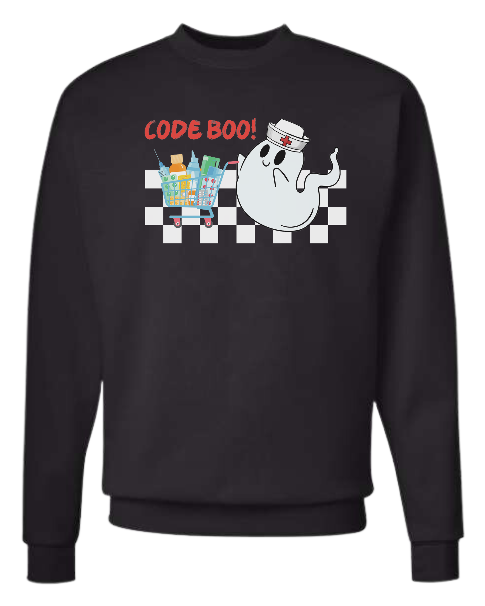 "Code Boo" Nursing ghost Classic unisex crewneck sweatshirt Black