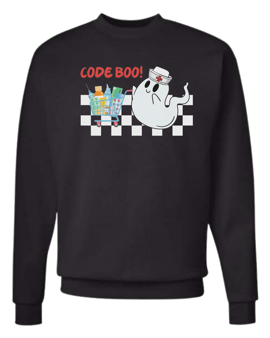 "Code Boo" Nursing ghost Classic unisex crewneck sweatshirt Black