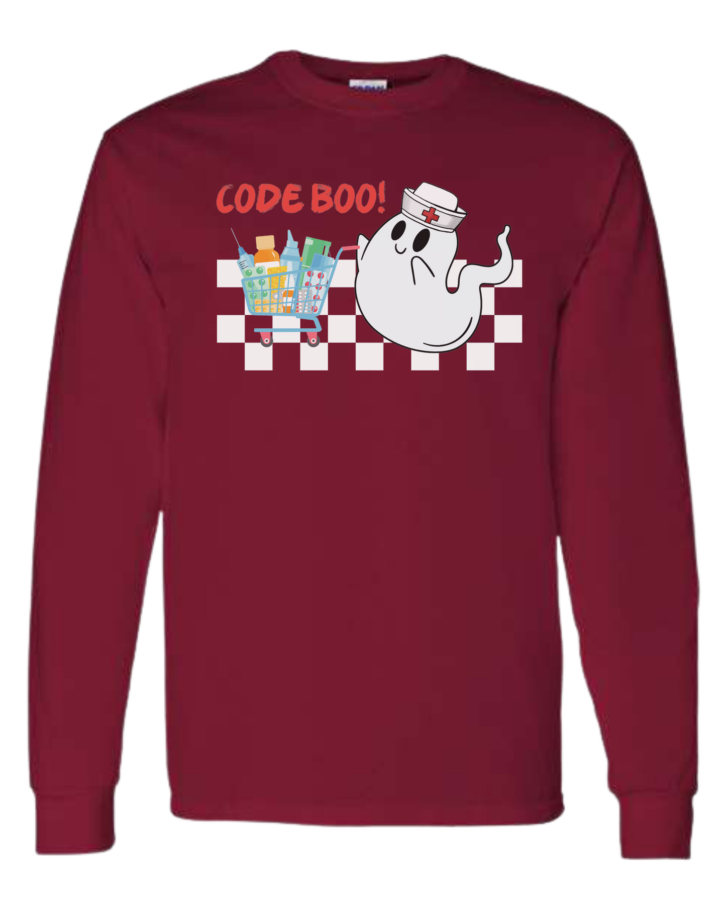 "Code Boo" Nursing ghost Classic unisex crewneck sweatshirt Cardinal Red