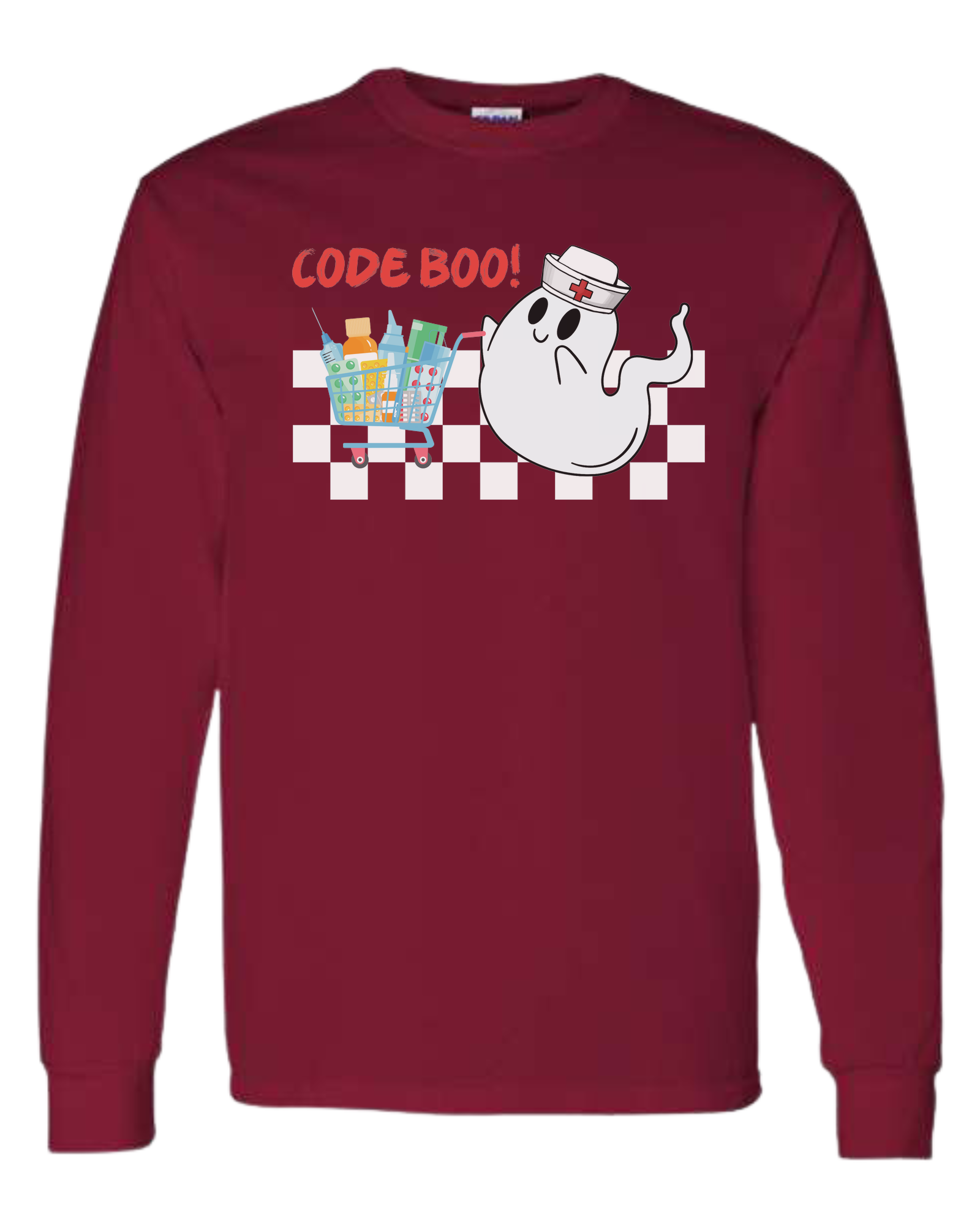 "Code Boo" Nursing ghost Classic unisex crewneck sweatshirt Cardinal Red