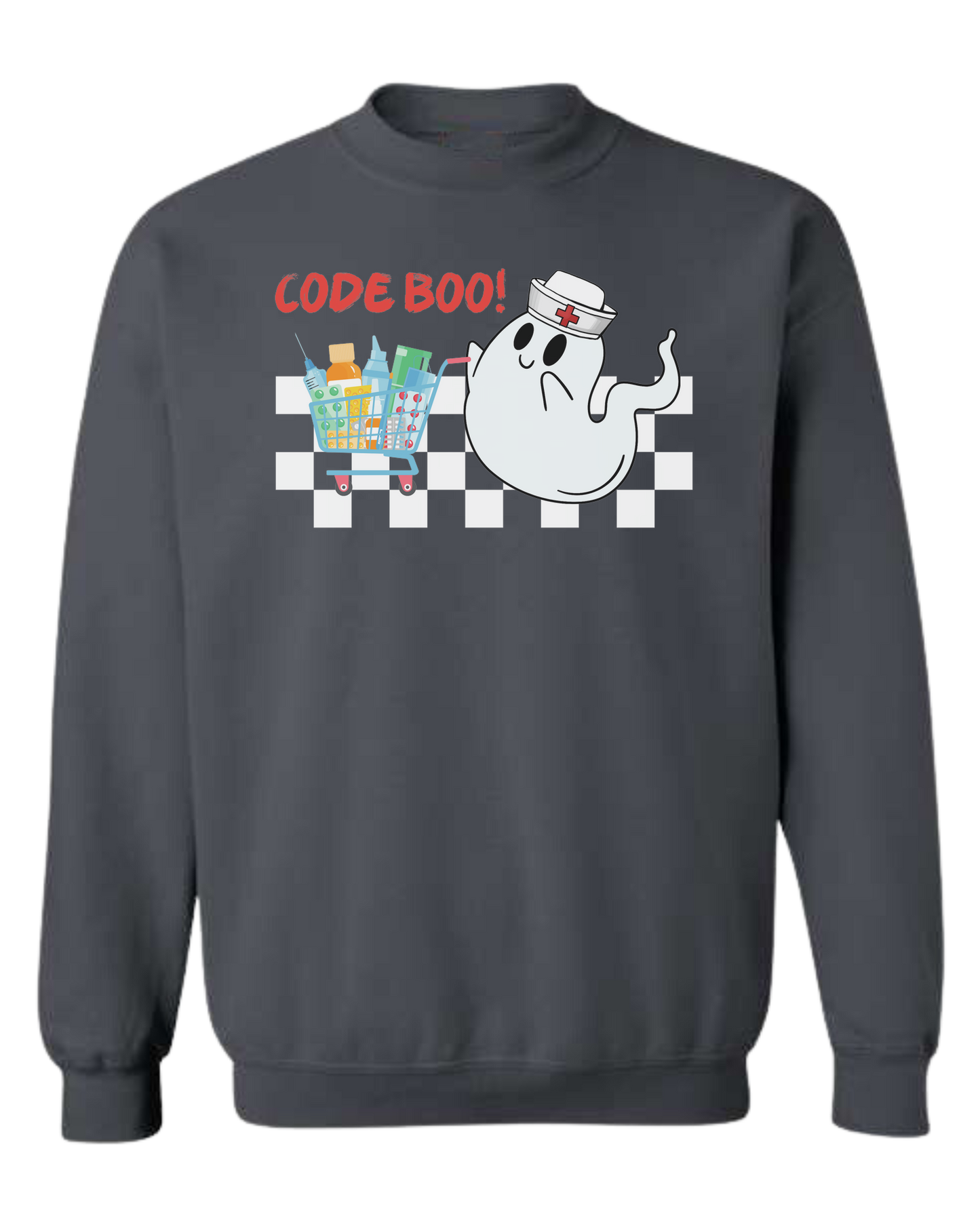 "Code Boo" Nursing ghost Classic unisex crewneck sweatshirt Dark Grey