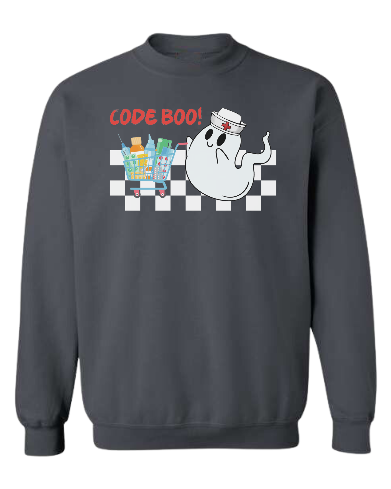 "Code Boo" Nursing ghost Classic unisex crewneck sweatshirt Dark Grey