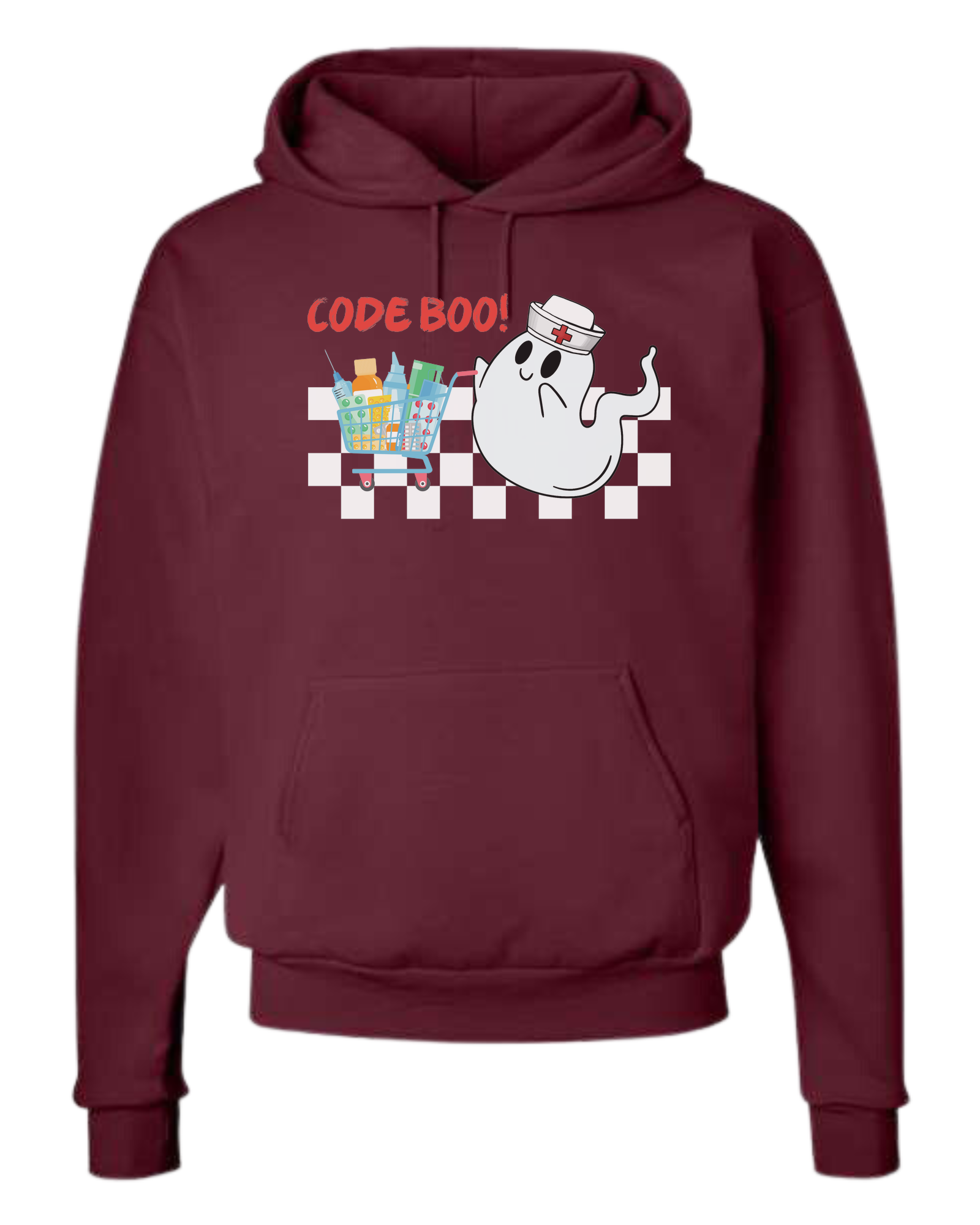 "Code Boo" Nursing ghost Unisex Classic Hoodie Maroon