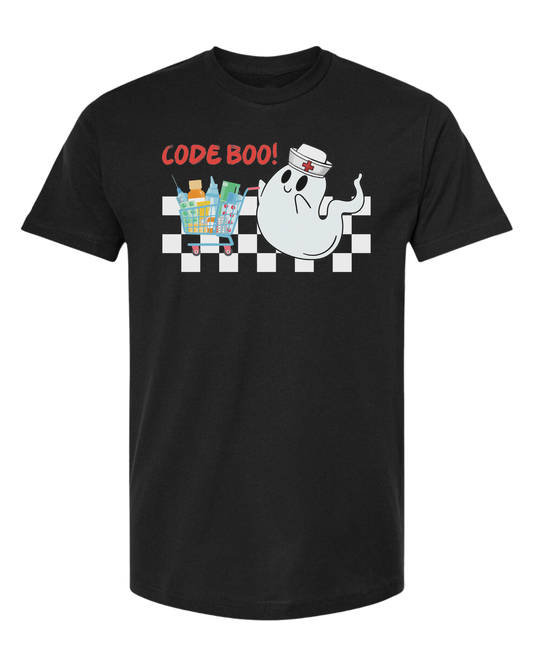 "Code Boo" Nursing ghost Unisex crew-neck  graphic tee Black