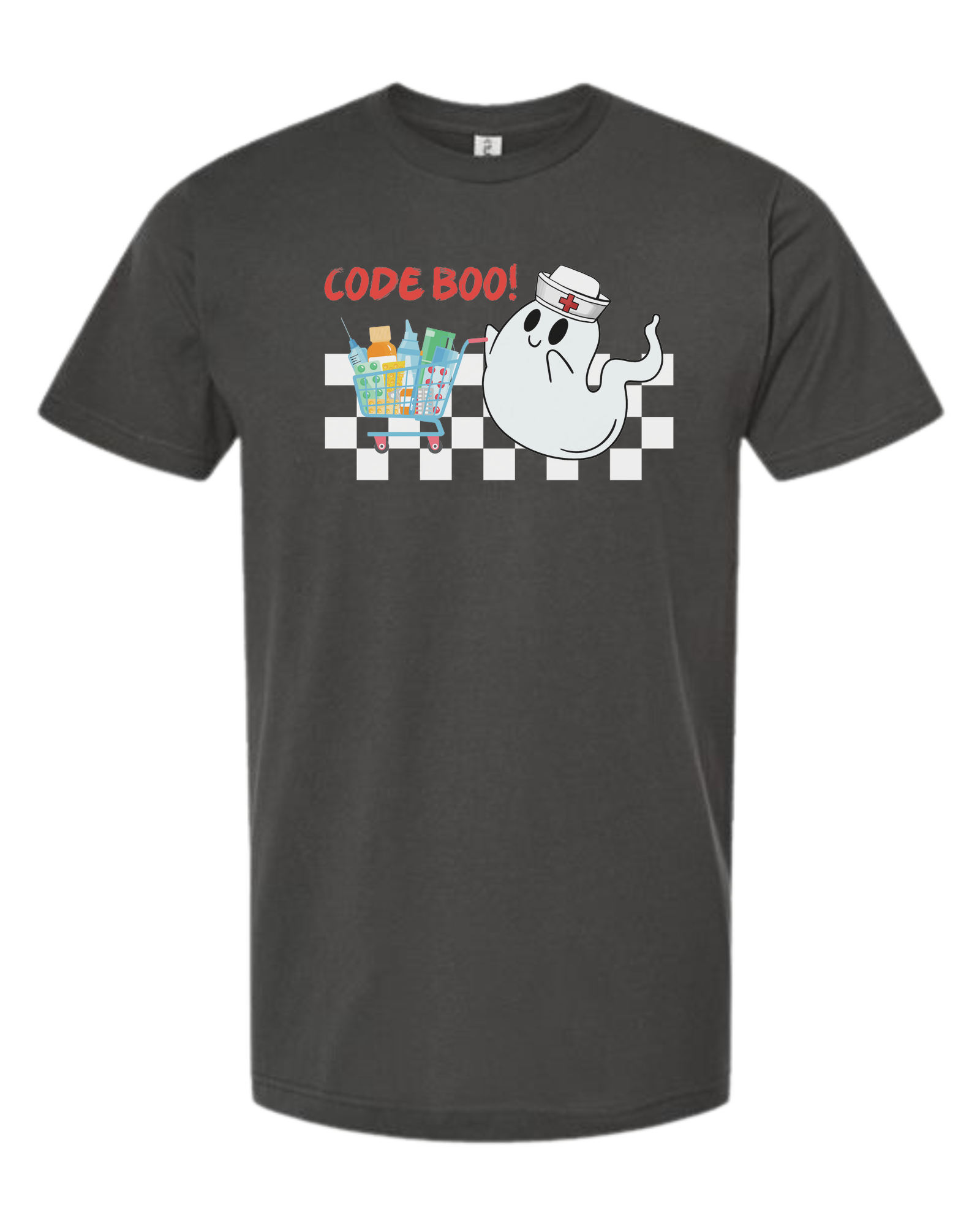 "Code Boo" Nursing ghost Unisex crew-neck  graphic tee Charcoal Grey