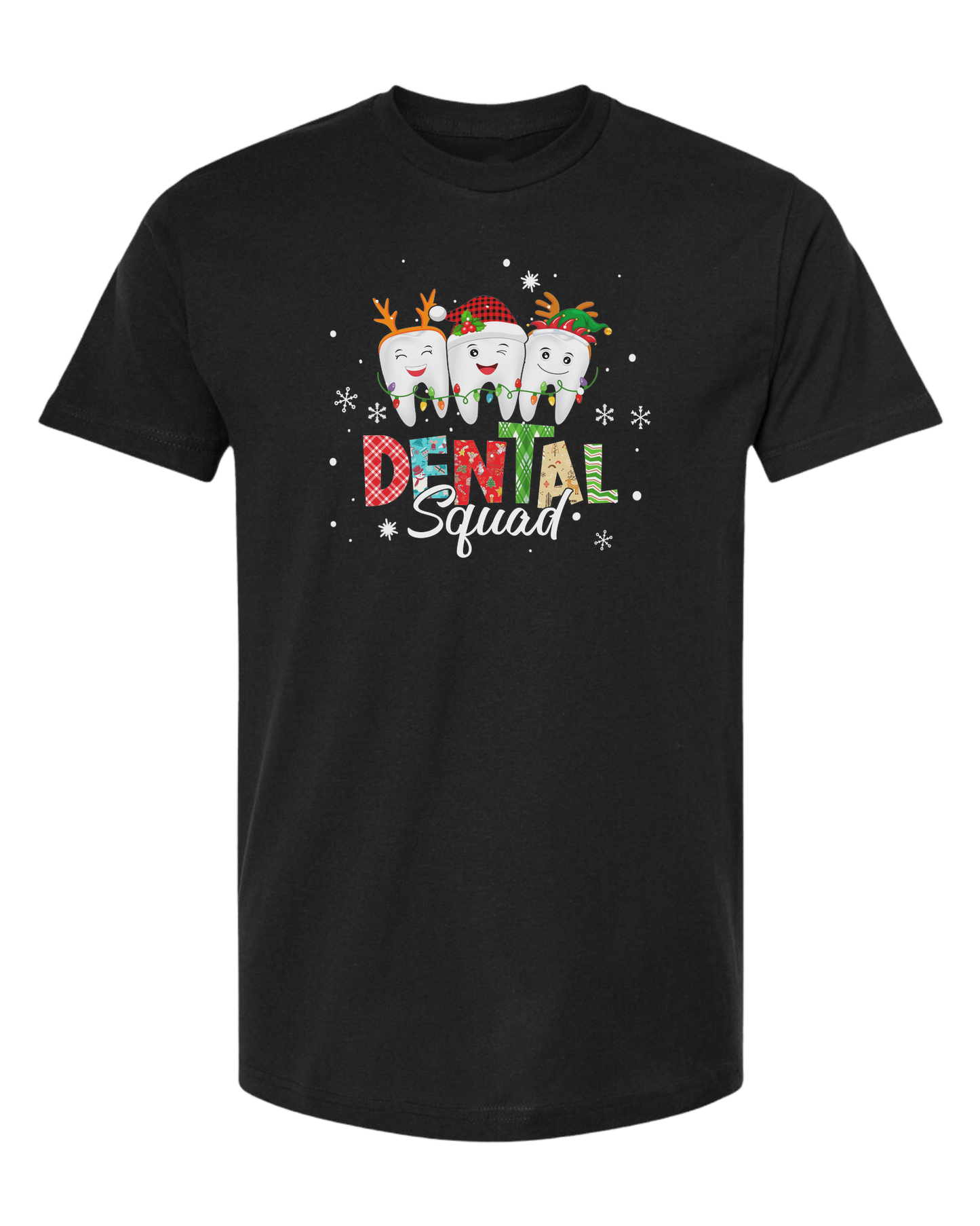 Colorful "Dental Squad" graphic Unisex crew-neck  graphic tee Black