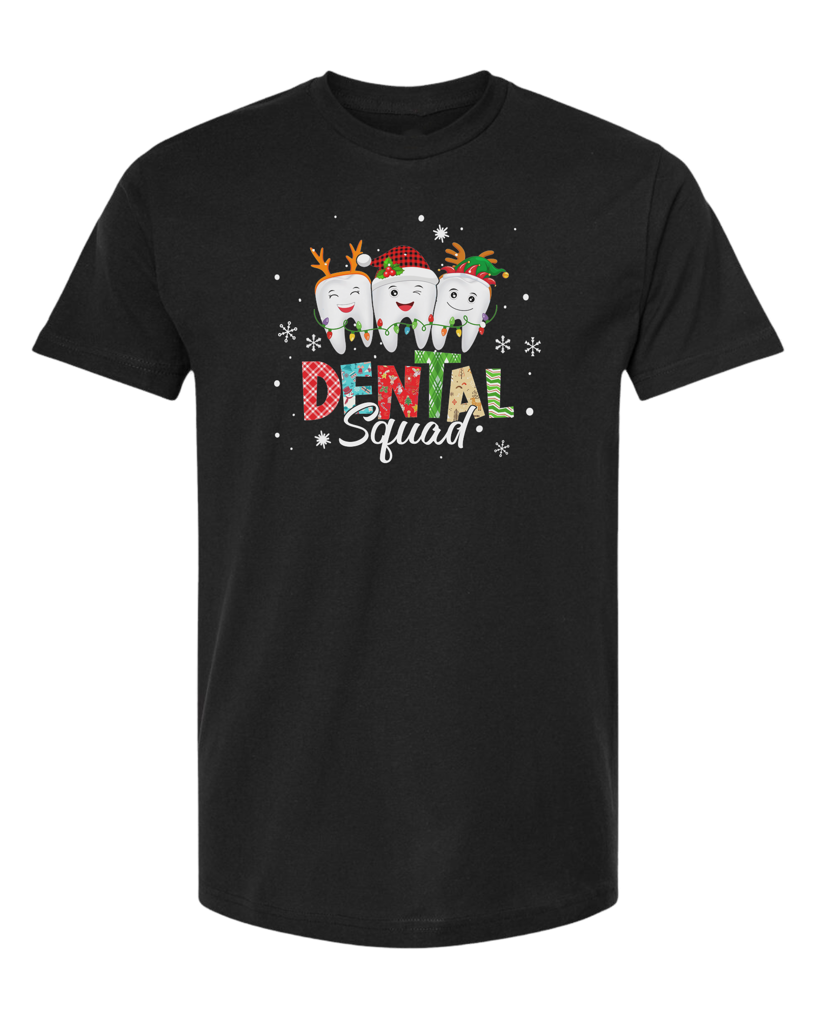 Colorful "Dental Squad" graphic Unisex crew-neck  graphic tee Black