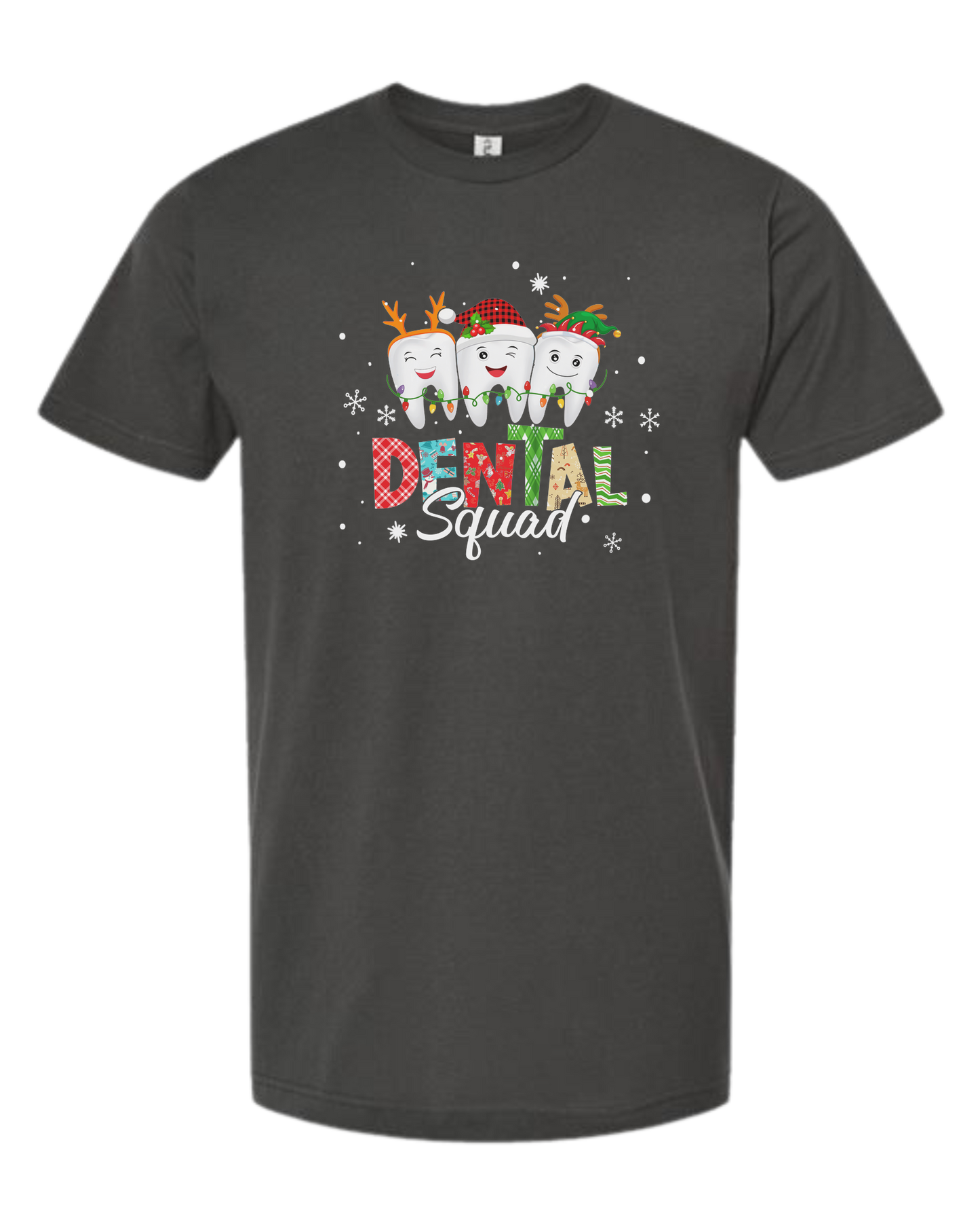 Colorful "Dental Squad" graphic Unisex crew-neck  graphic tee Charcoal Grey