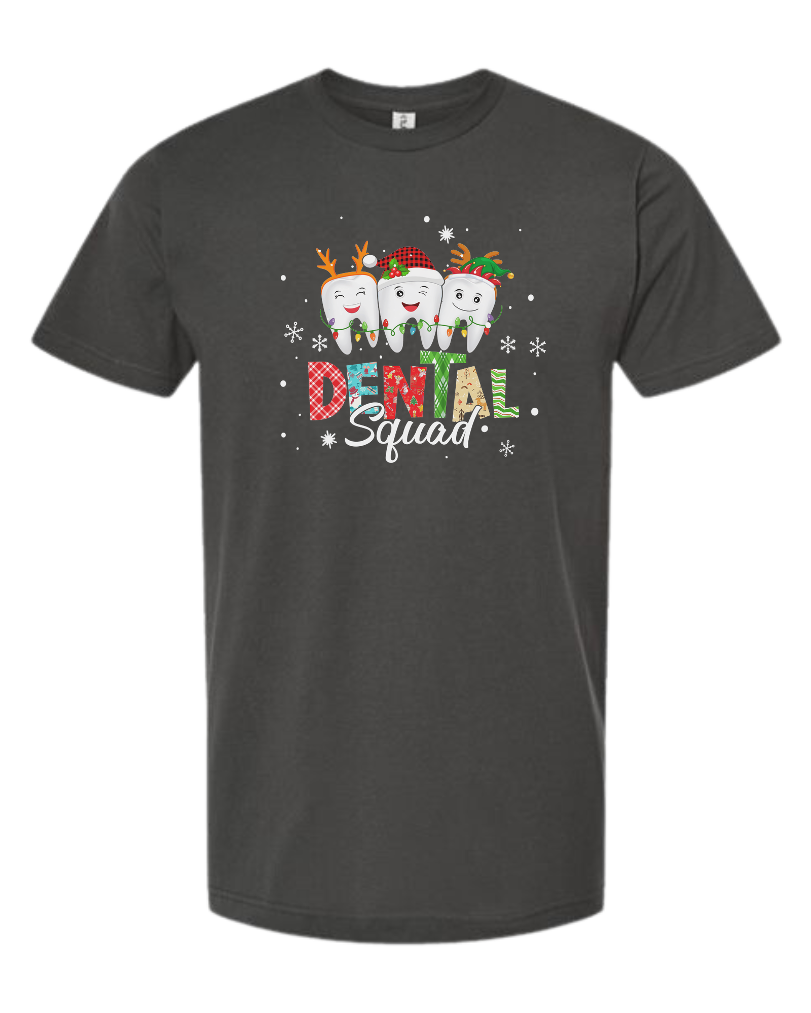 Colorful "Dental Squad" graphic Unisex crew-neck  graphic tee Charcoal Grey