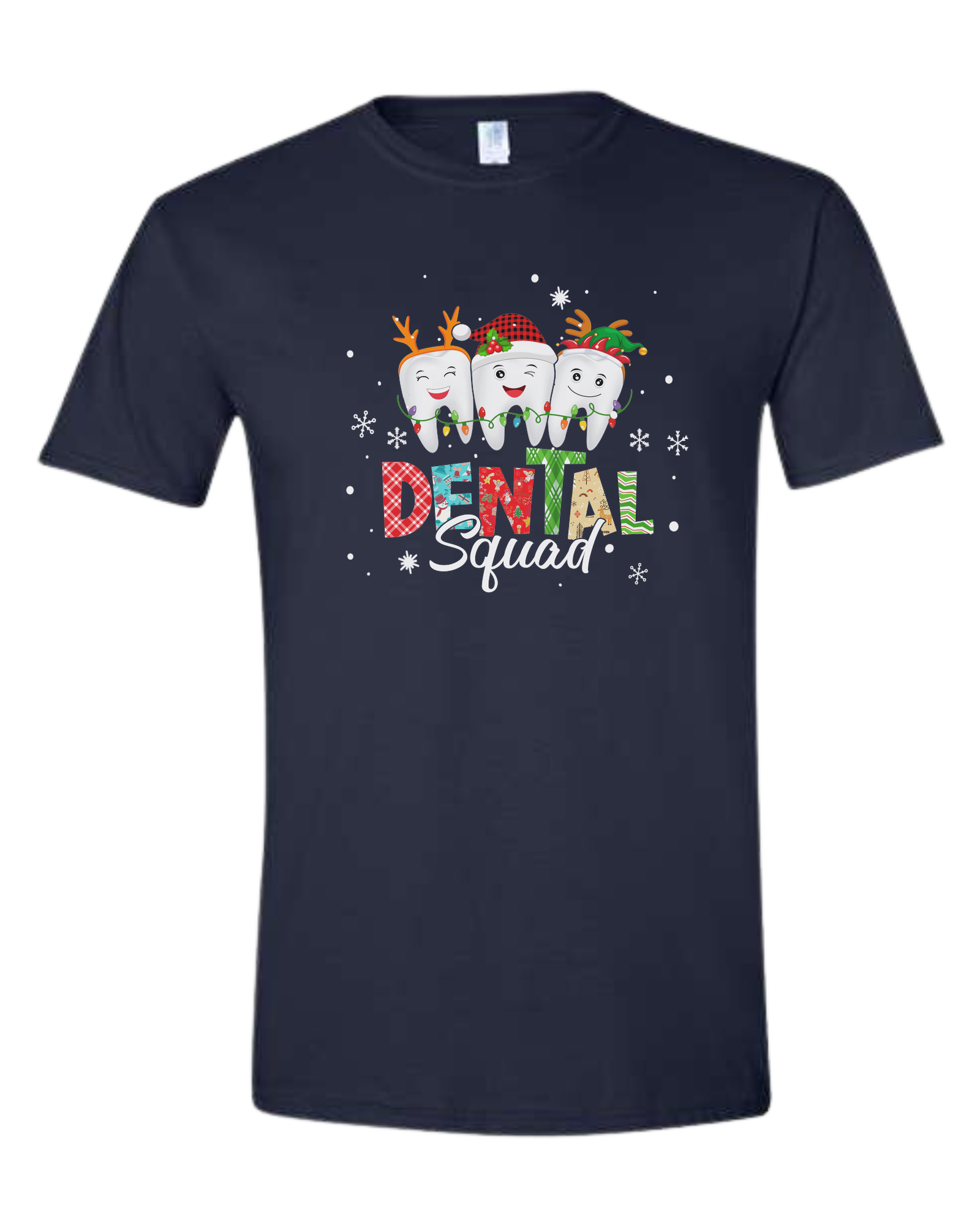 Colorful "Dental Squad" graphic Unisex crew-neck  graphic tee Navy Blue