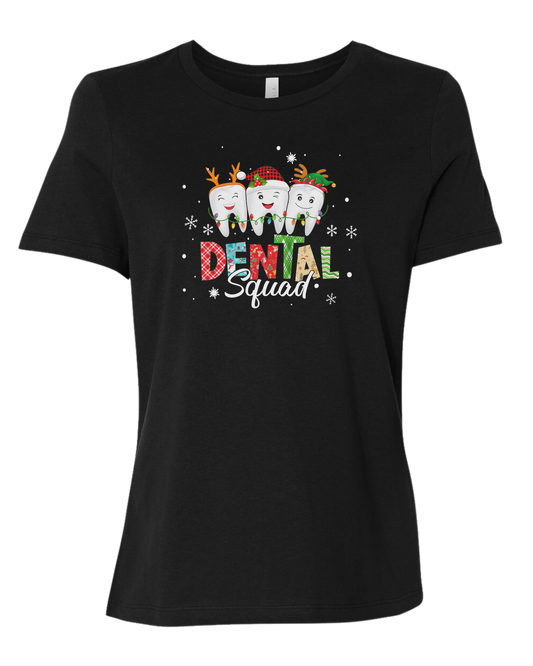 Colorful "Dental Squad" graphic Women's fit premium crewneck tee Black