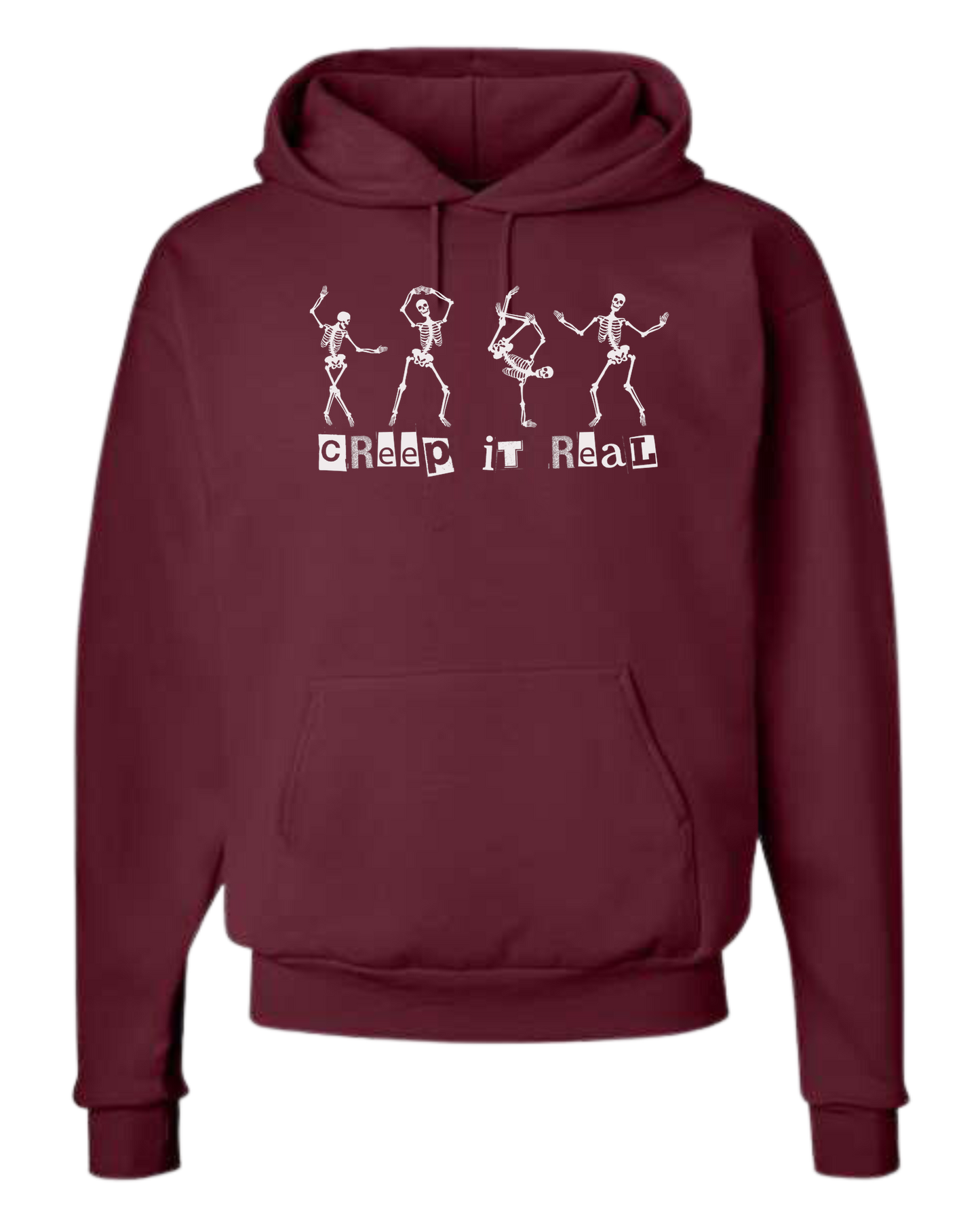 Creep it Real Dancing Skeletons Unisex Classic Hoodie Maroon