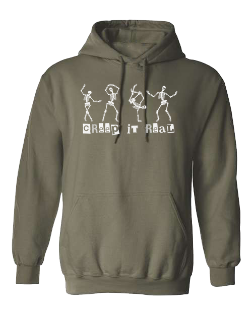 Creep it Real Dancing Skeletons Unisex Classic Hoodie Military Green