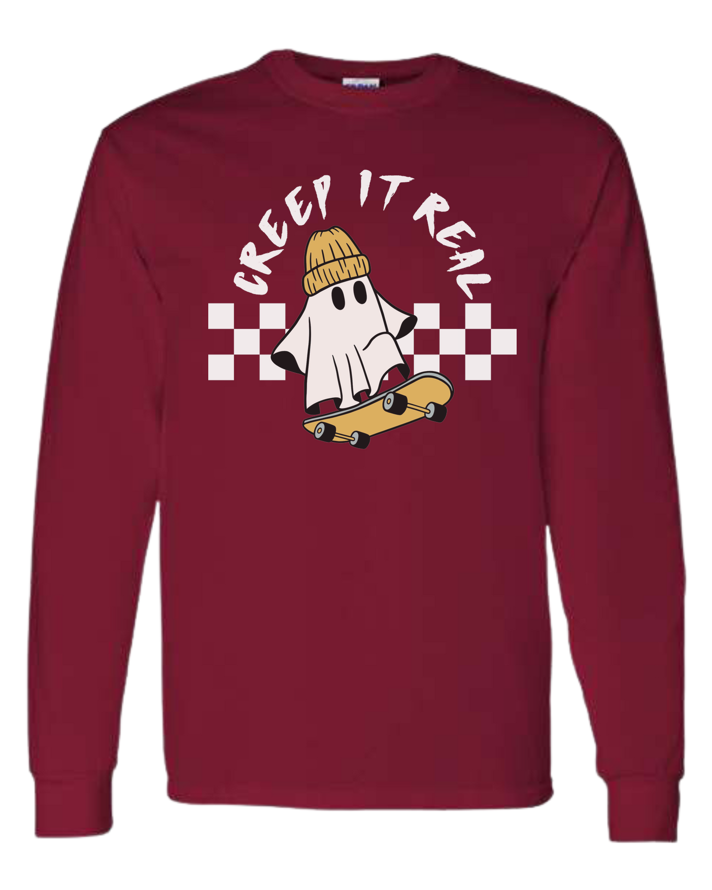 Creep it Real skater ghost graphic tee Classic unisex crewneck sweatshirt Cardinal Red