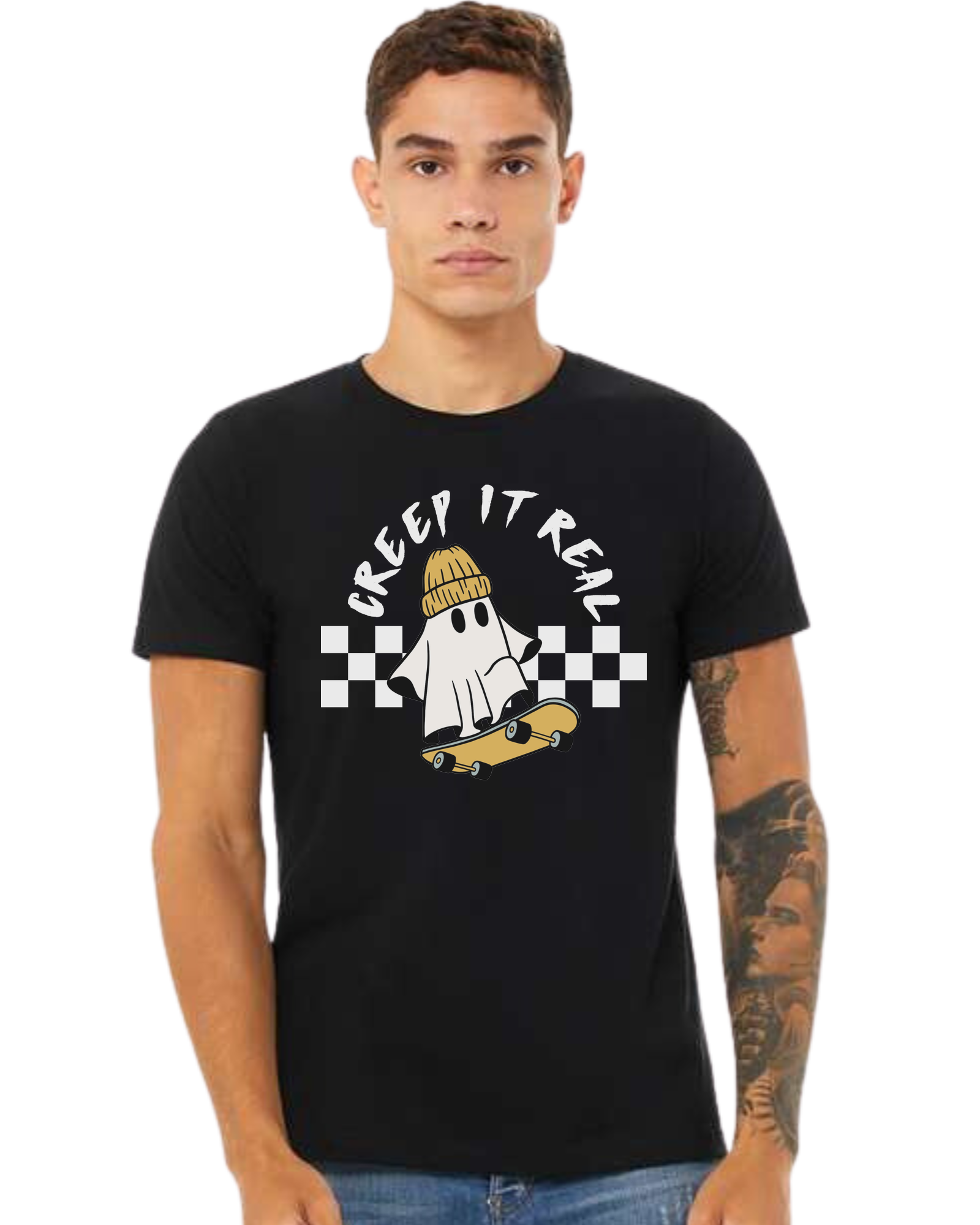 Creep it Real skater ghost graphic tee Premium unisex crewneck tee Black