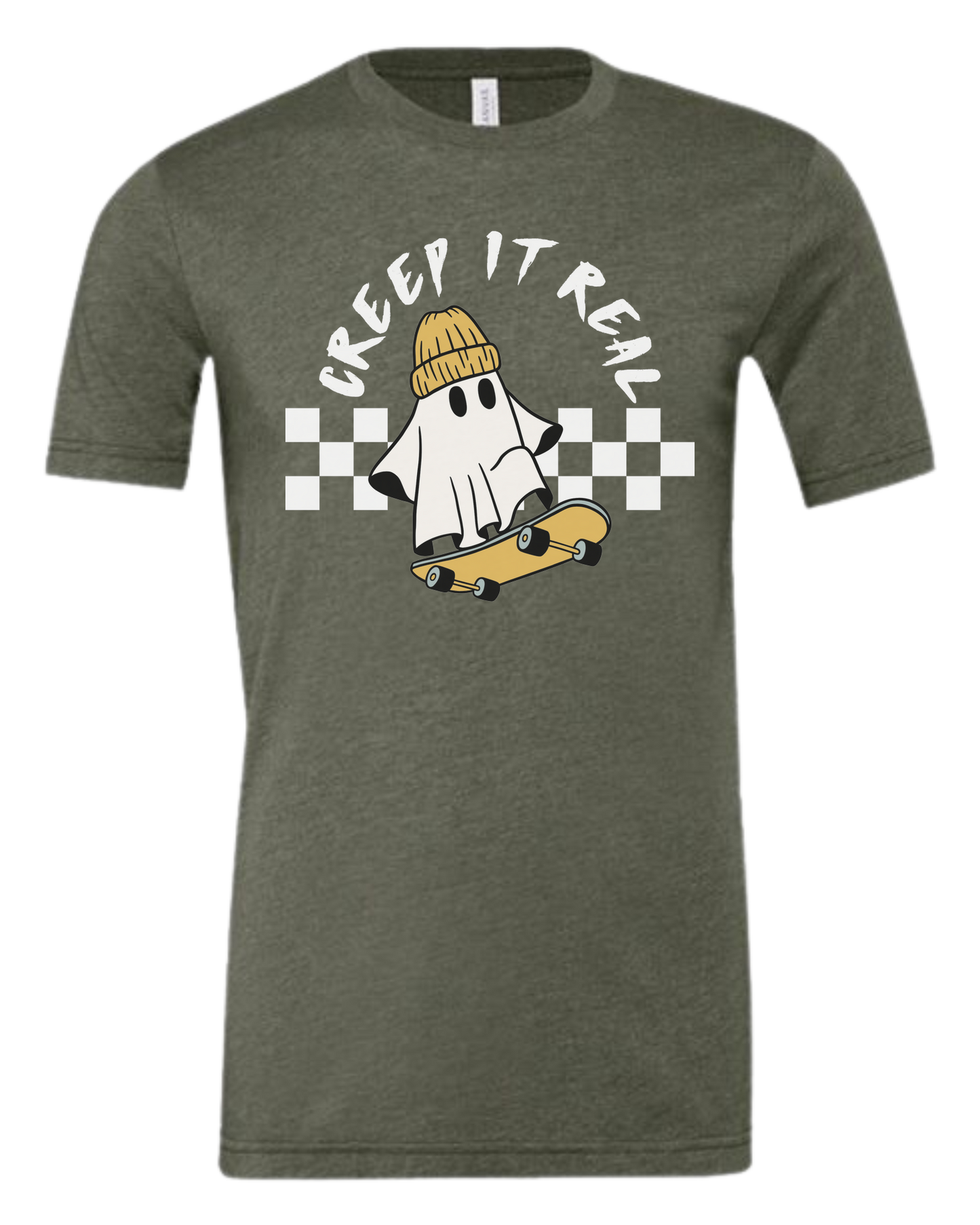 Creep it Real skater ghost graphic tee Premium unisex crewneck tee Military Green