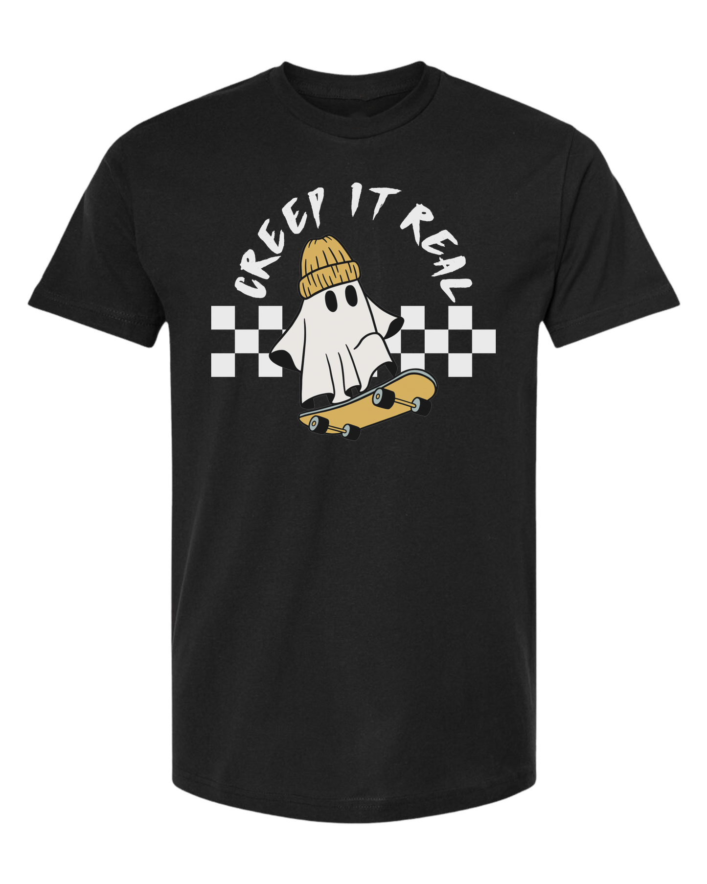 Creep it Real skater ghost graphic tee Unisex crew-neck  graphic tee Black