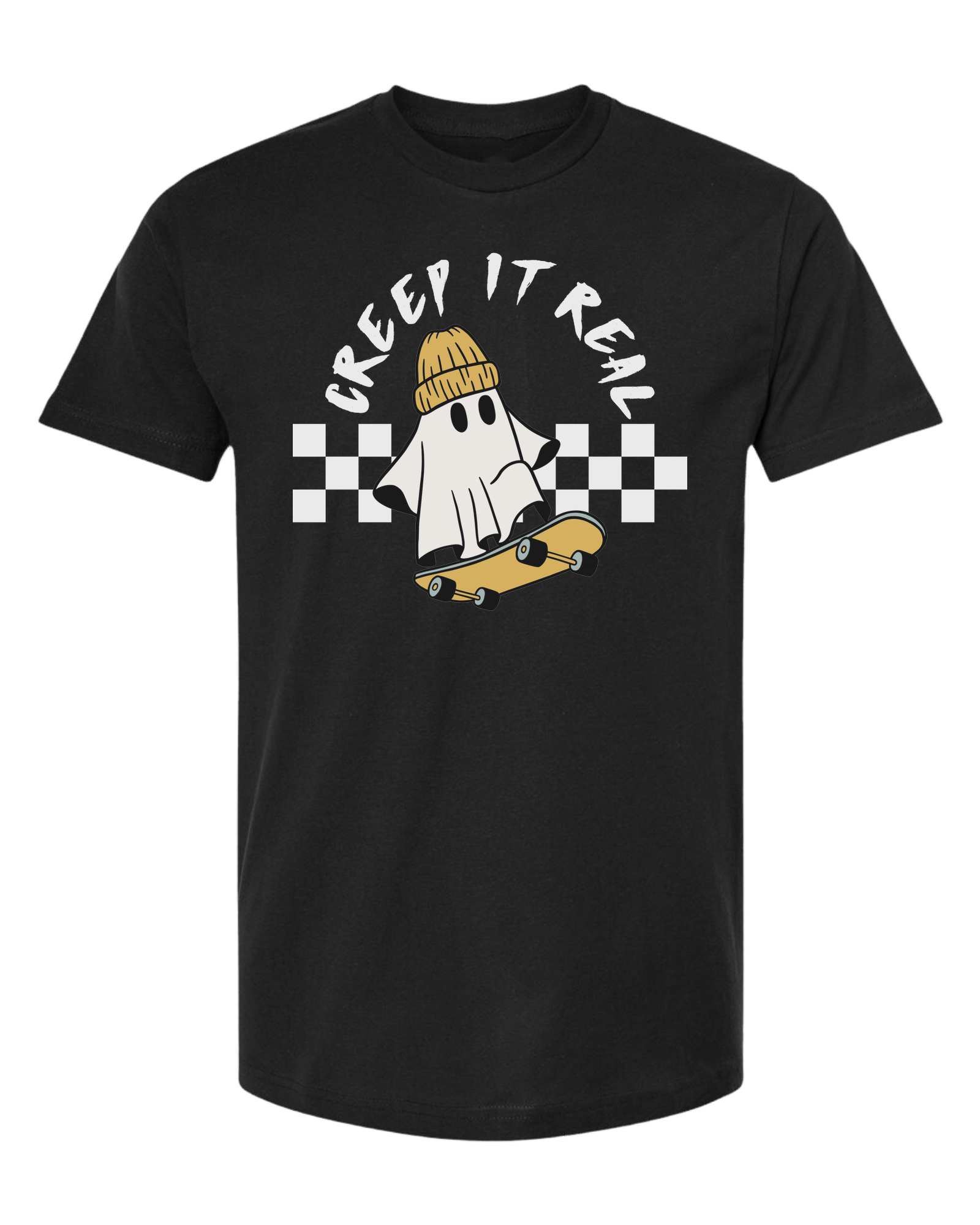 Creep it Real skater ghost graphic tee Unisex crew-neck  graphic tee Black