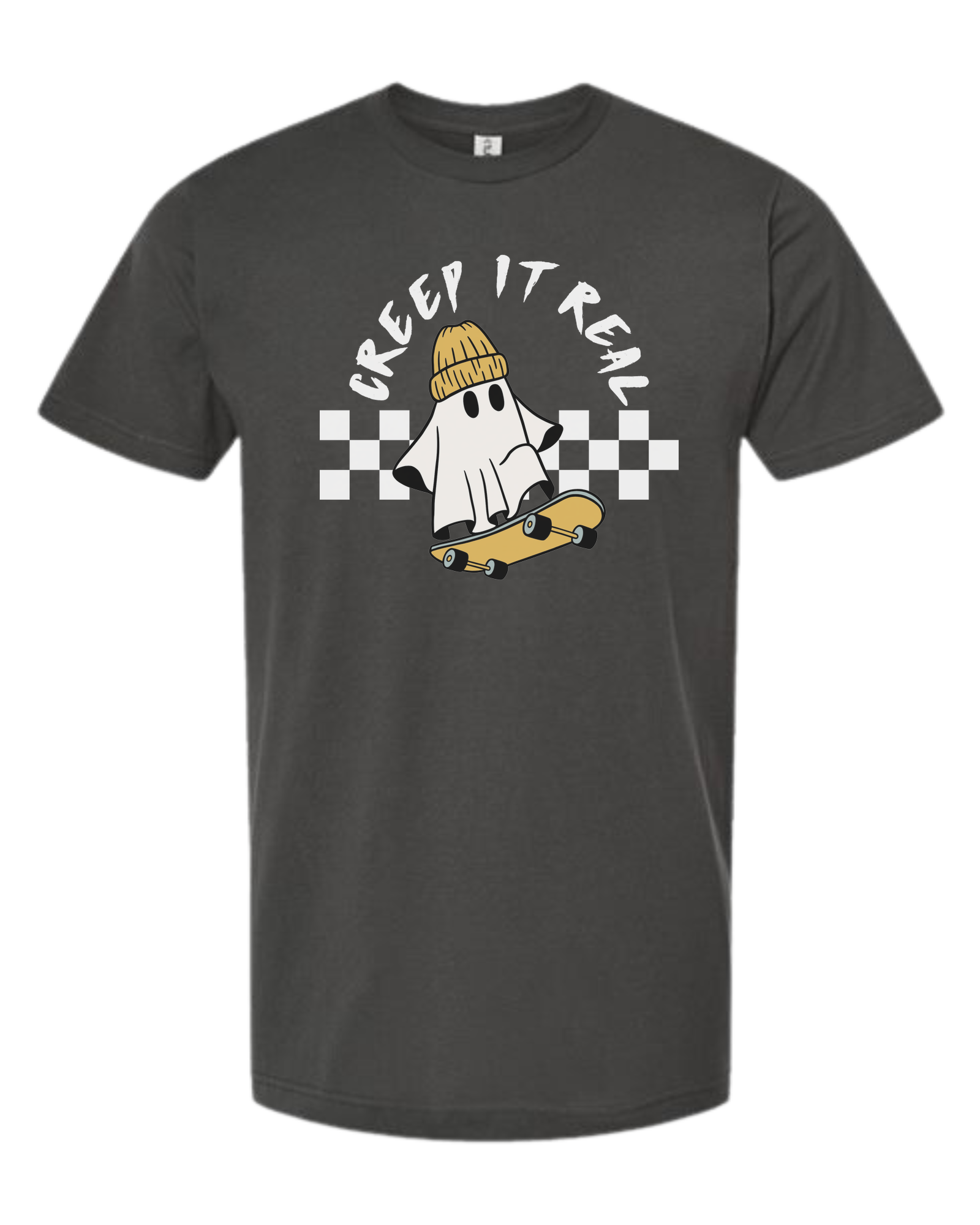Creep it Real skater ghost graphic tee Unisex crew-neck  graphic tee Charcoal Grey