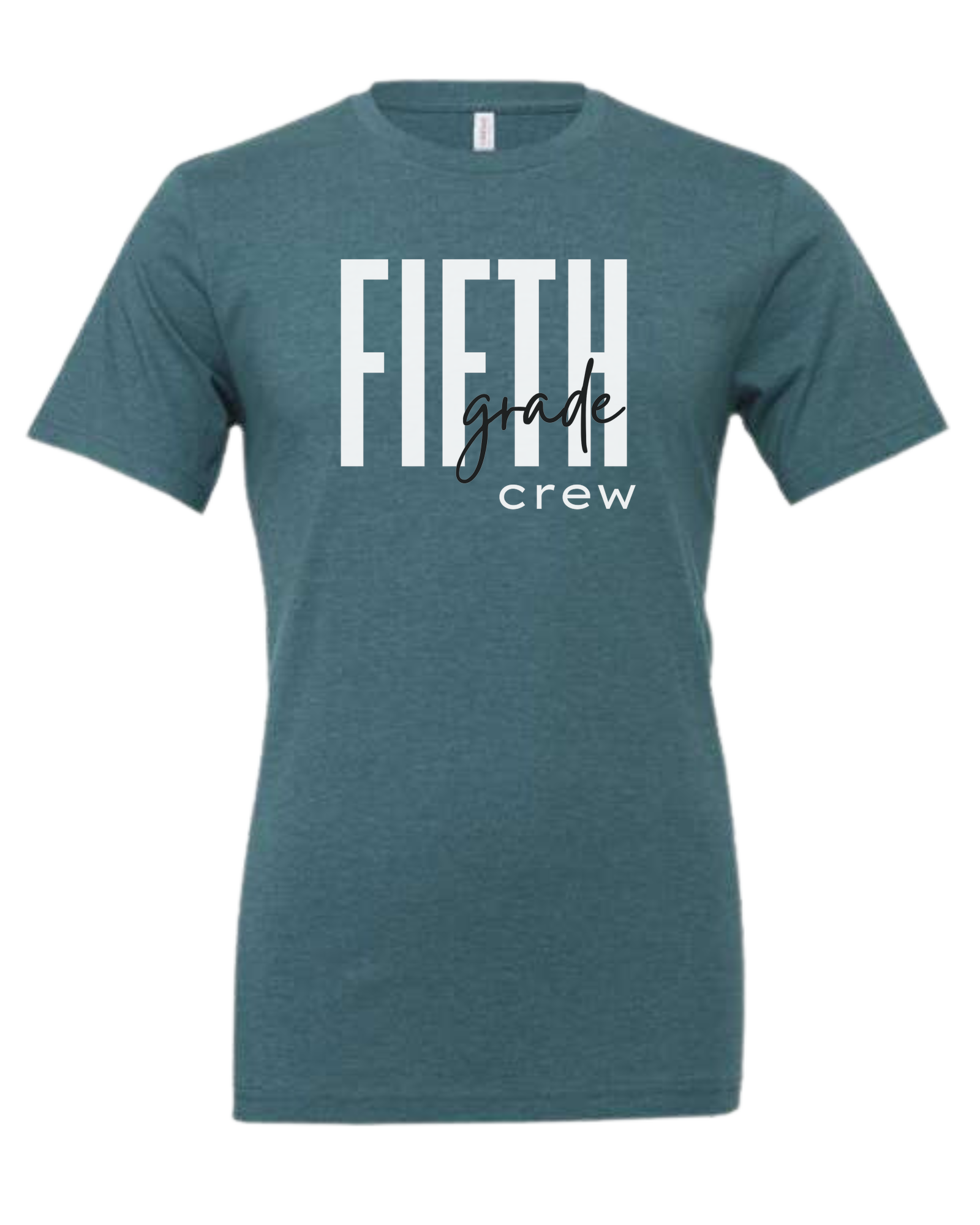 Customizable Grade Level Crew design Premium unisex crewneck tee Heather Teal