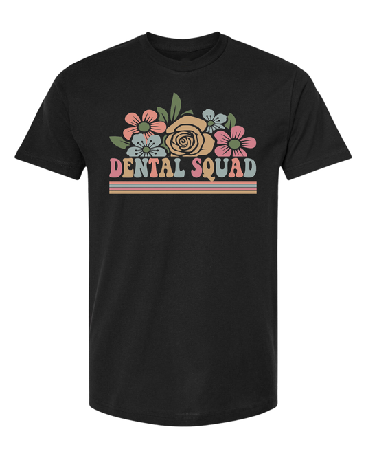 Dental Squad Flower border design Unisex crew-neck  graphic tee Black