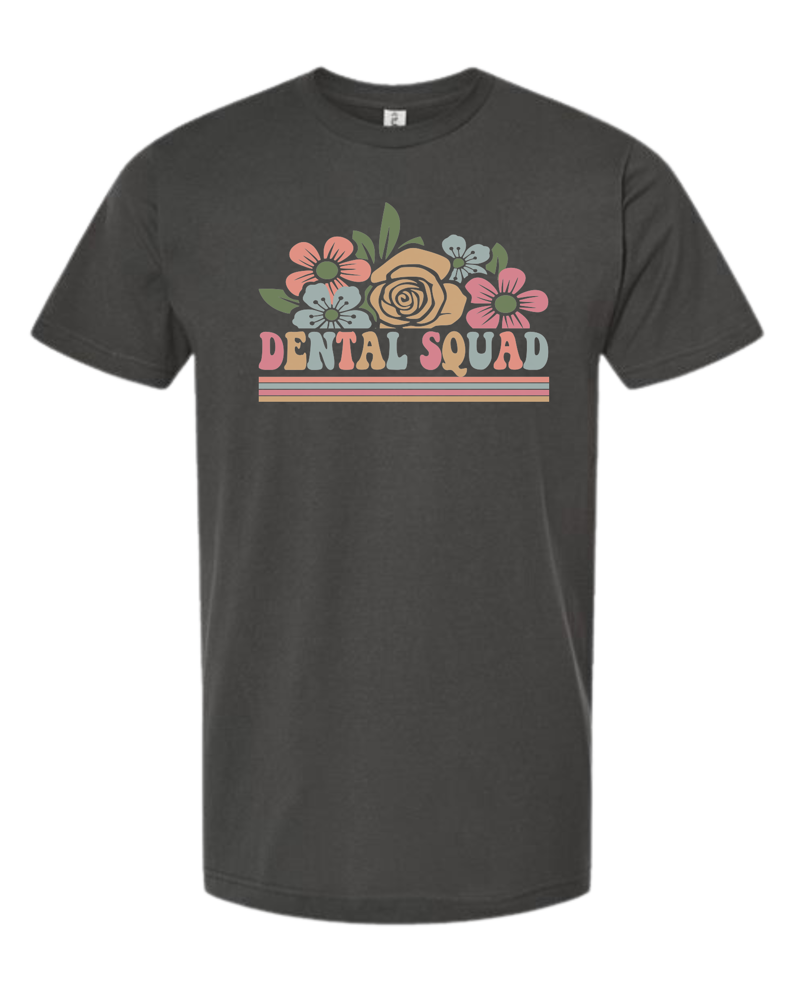 Dental Squad Flower border design Unisex crew-neck  graphic tee Charcoal Grey