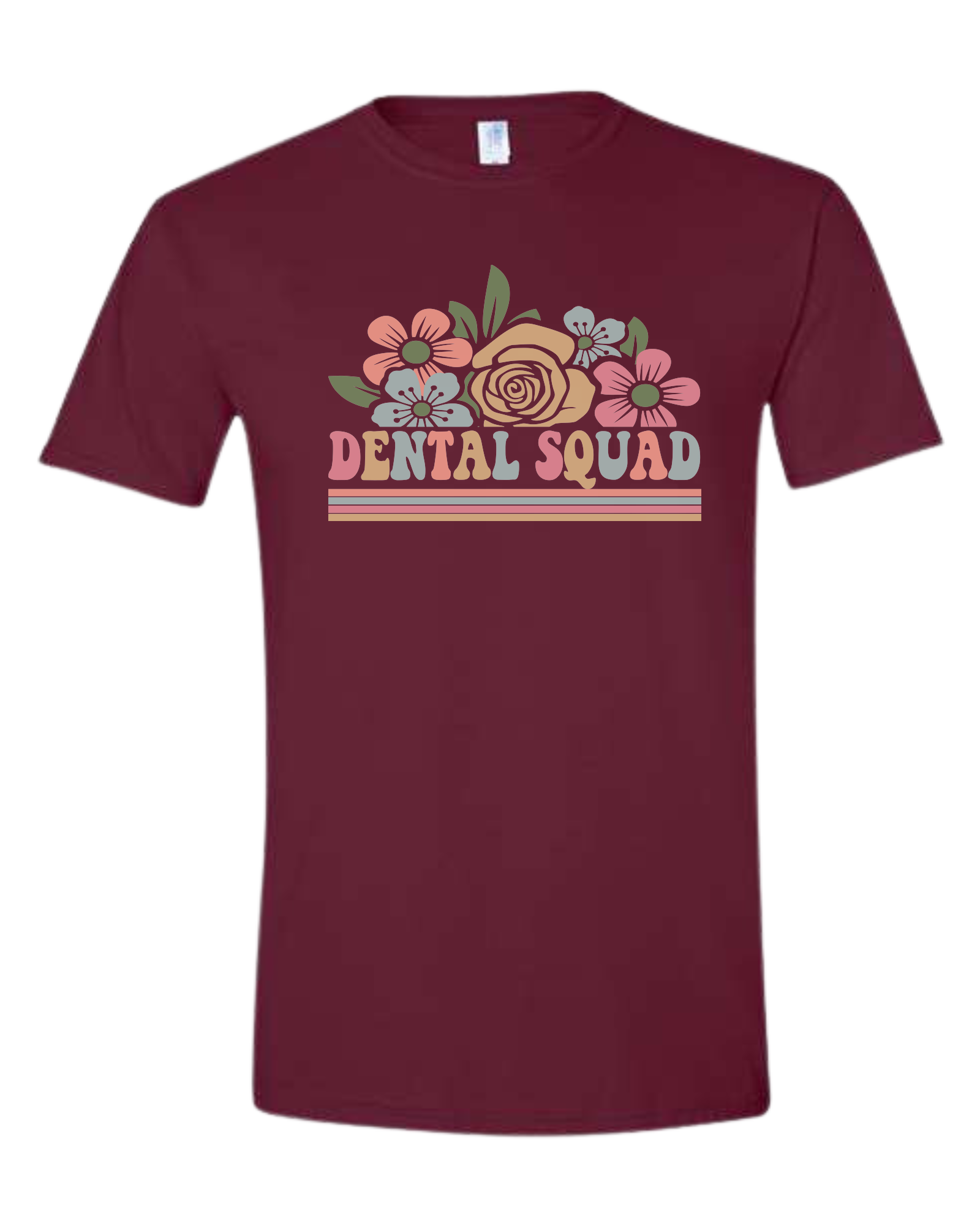 Dental Squad Flower border design Unisex crew-neck  graphic tee Maroon