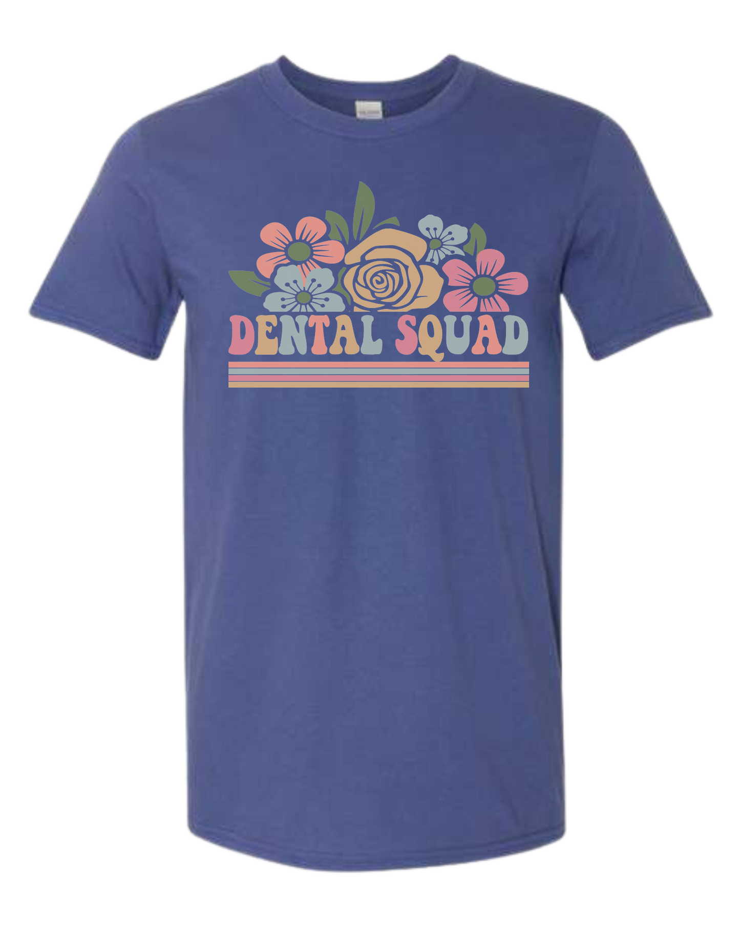 Dental Squad Flower border design Unisex crew-neck  graphic tee Metro Blue