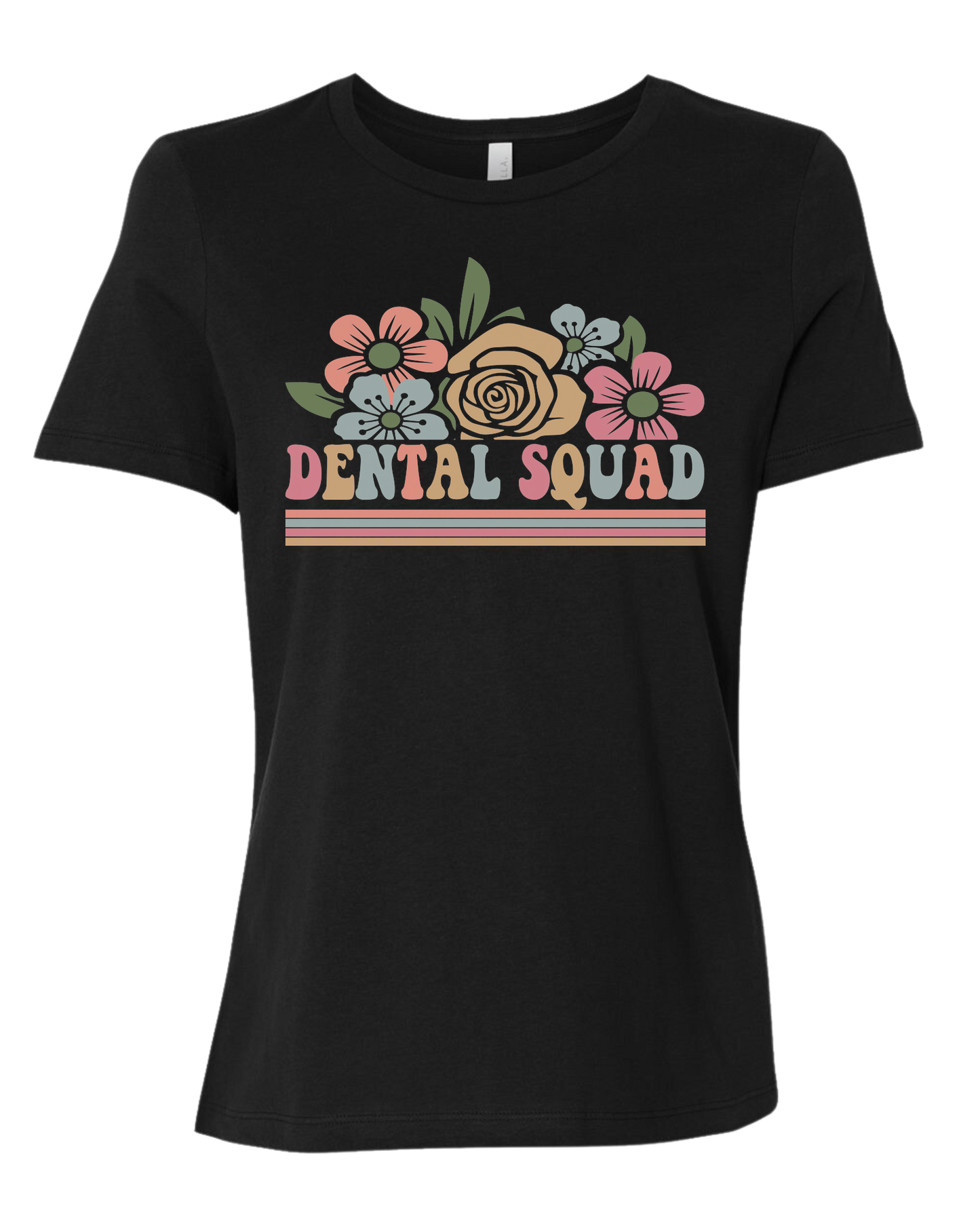 Dental Squad Flower border design Women's fit premium crewneck tee Black