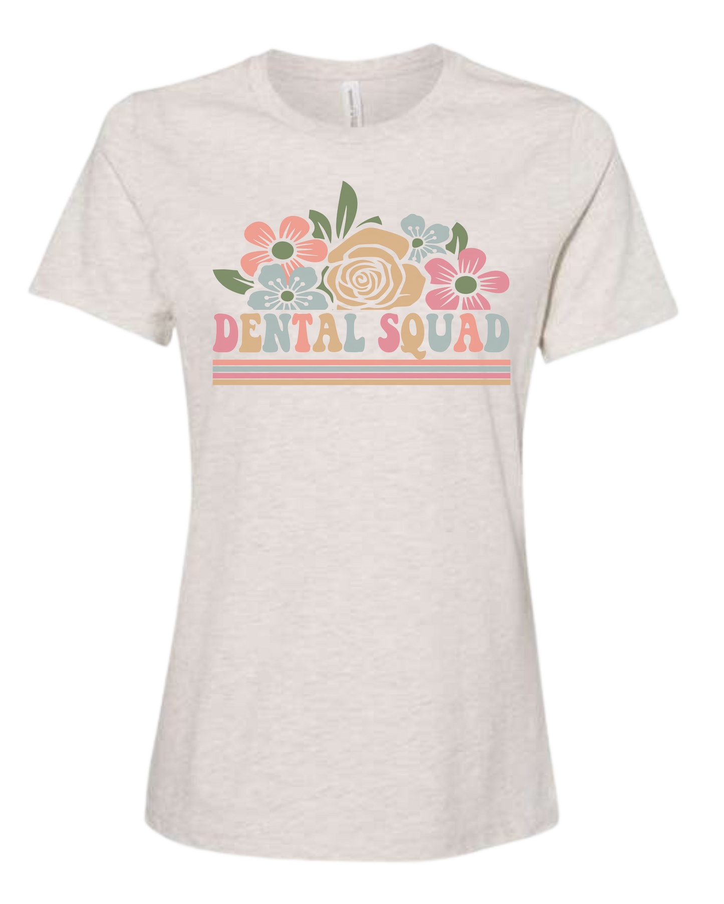 Dental Squad Flower border design Women's fit premium crewneck tee Natural