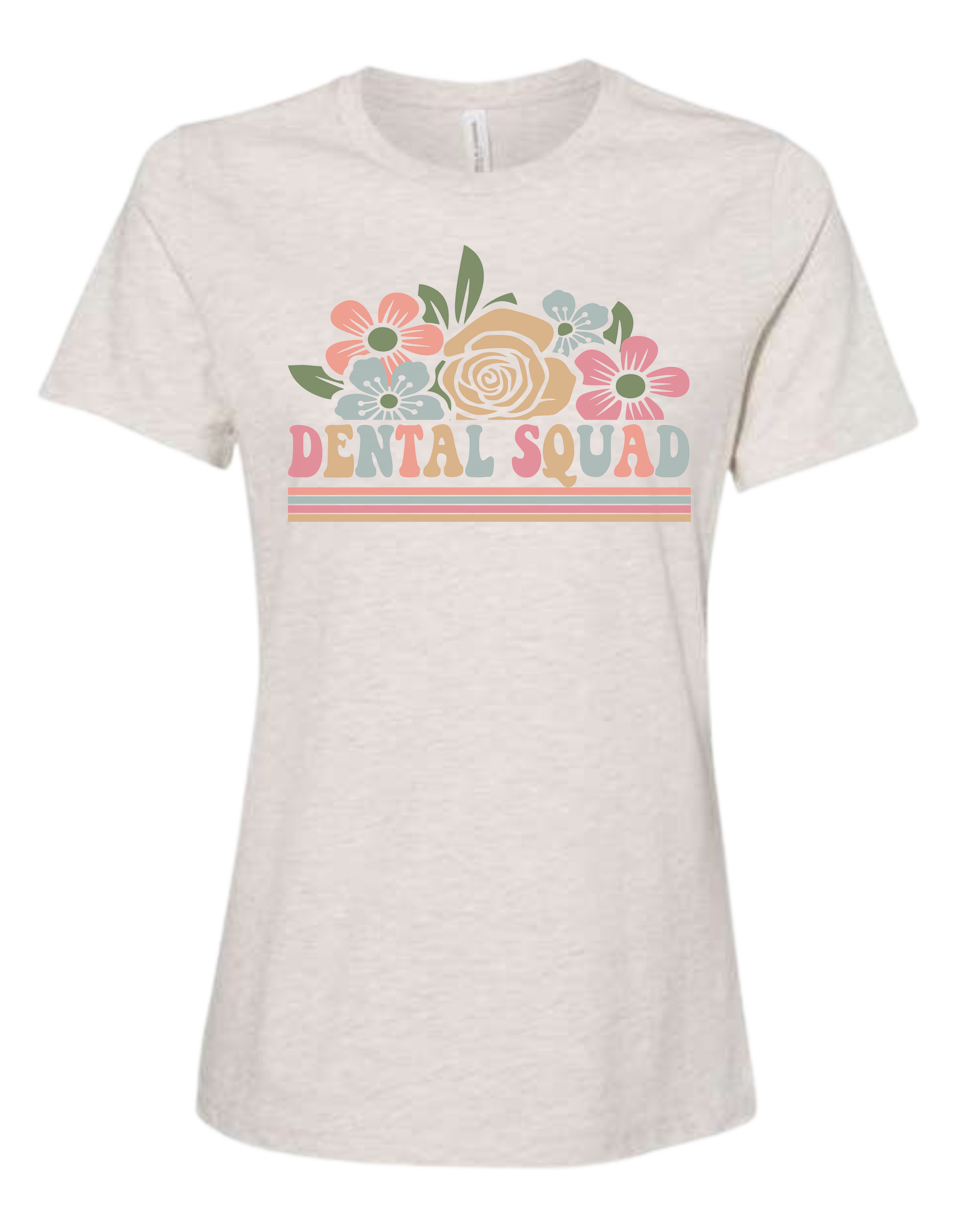 Dental Squad Flower border design Women's fit premium crewneck tee Natural