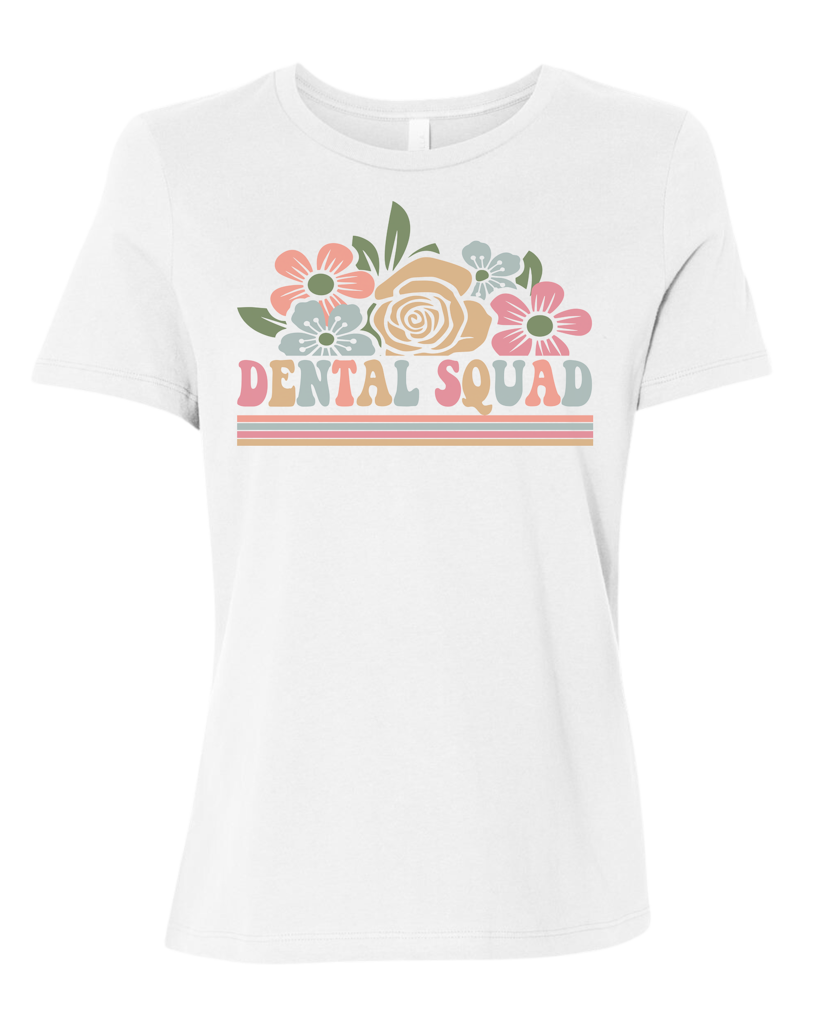Dental Squad Flower border design Women's fit premium crewneck tee White