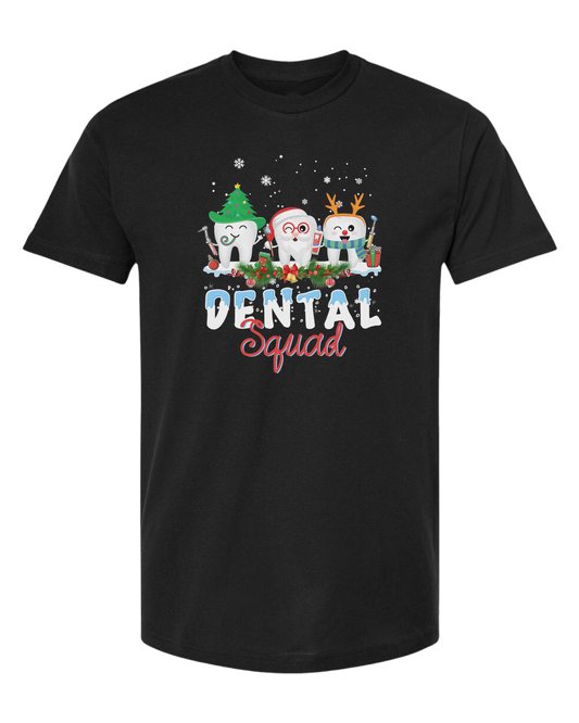 "Dental Squad" frozen font graphic Unisex crew-neck  graphic tee Black