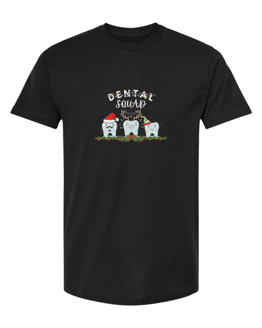 Dental Squad cute teeth team graphic Unisex crew-neck  graphic tee Black