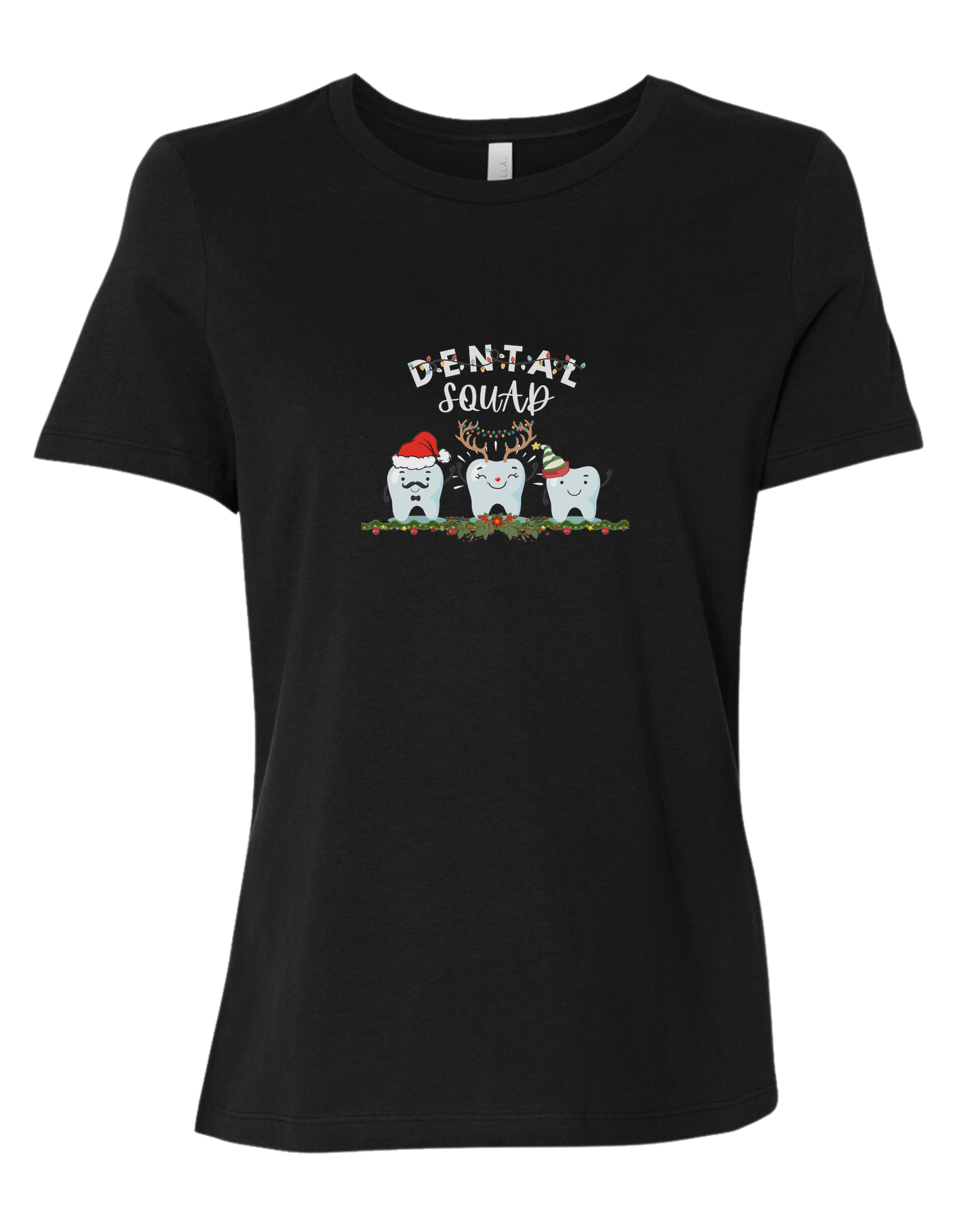 Dental Squad cute teeth team graphic Women's fit premium crewneck tee Black