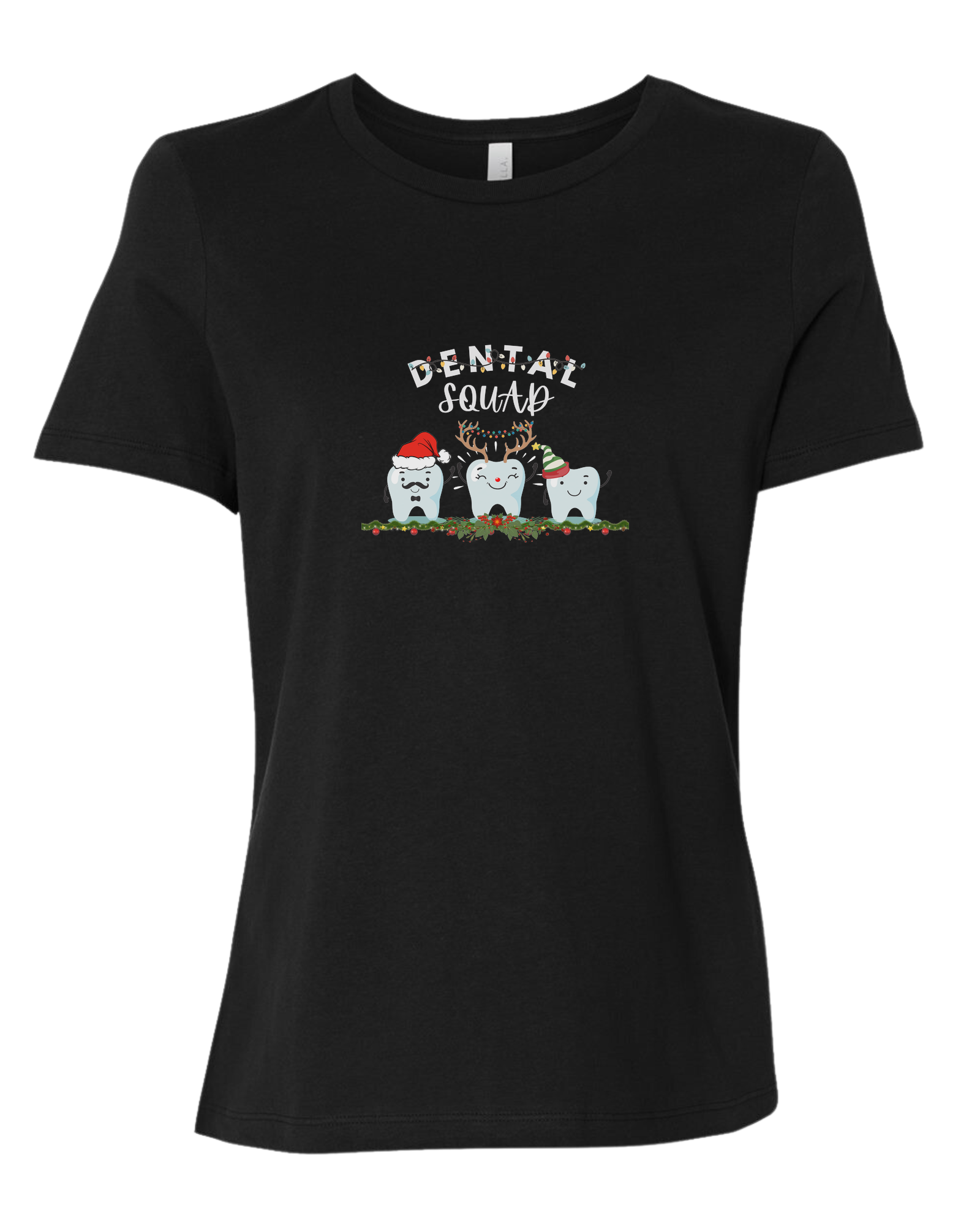 Dental Squad cute teeth team graphic Women's fit premium crewneck tee Black