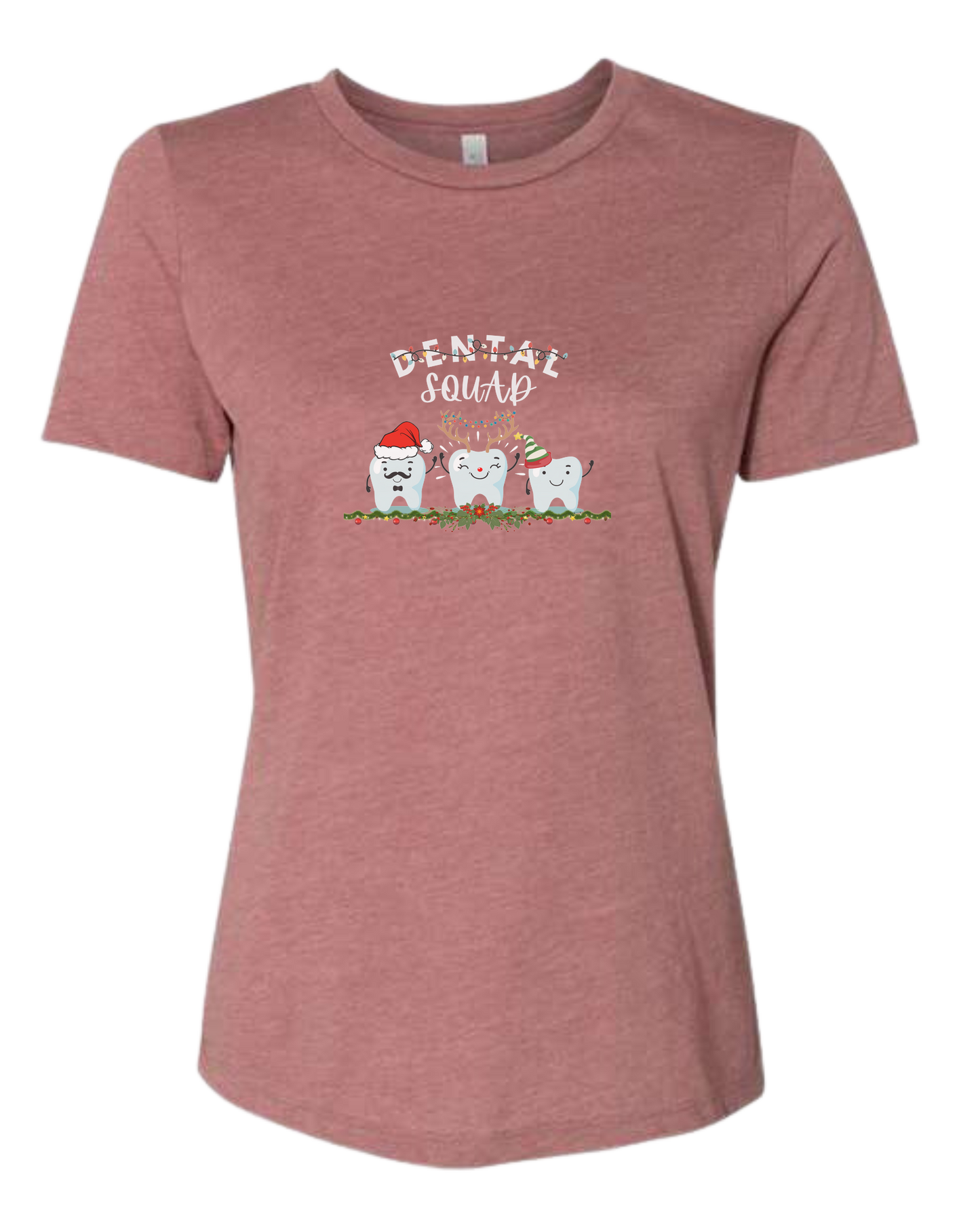 Dental Squad cute teeth team graphic Women's fit premium crewneck tee Mauve Pink