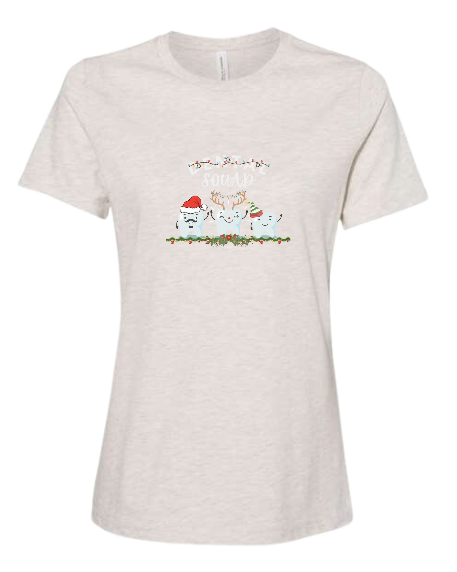 Dental Squad cute teeth team graphic Women's fit premium crewneck tee Natural