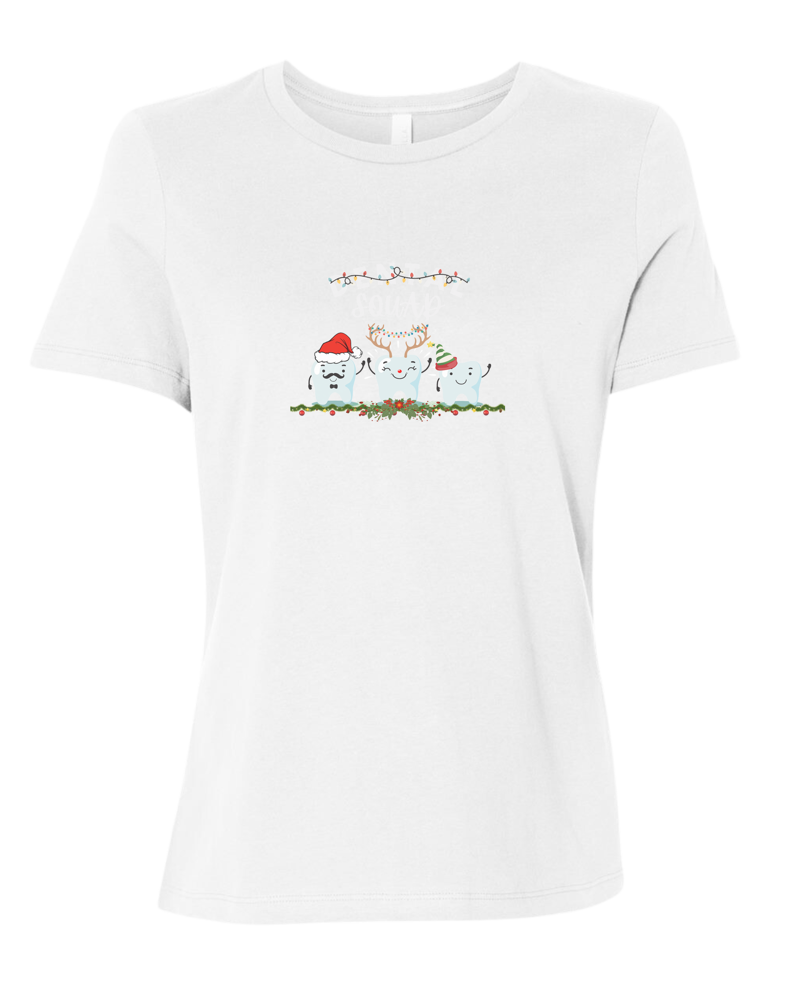 Dental Squad cute teeth team graphic Women's fit premium crewneck tee White