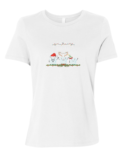 Dental Squad cute teeth team graphic Women's fit premium crewneck tee White