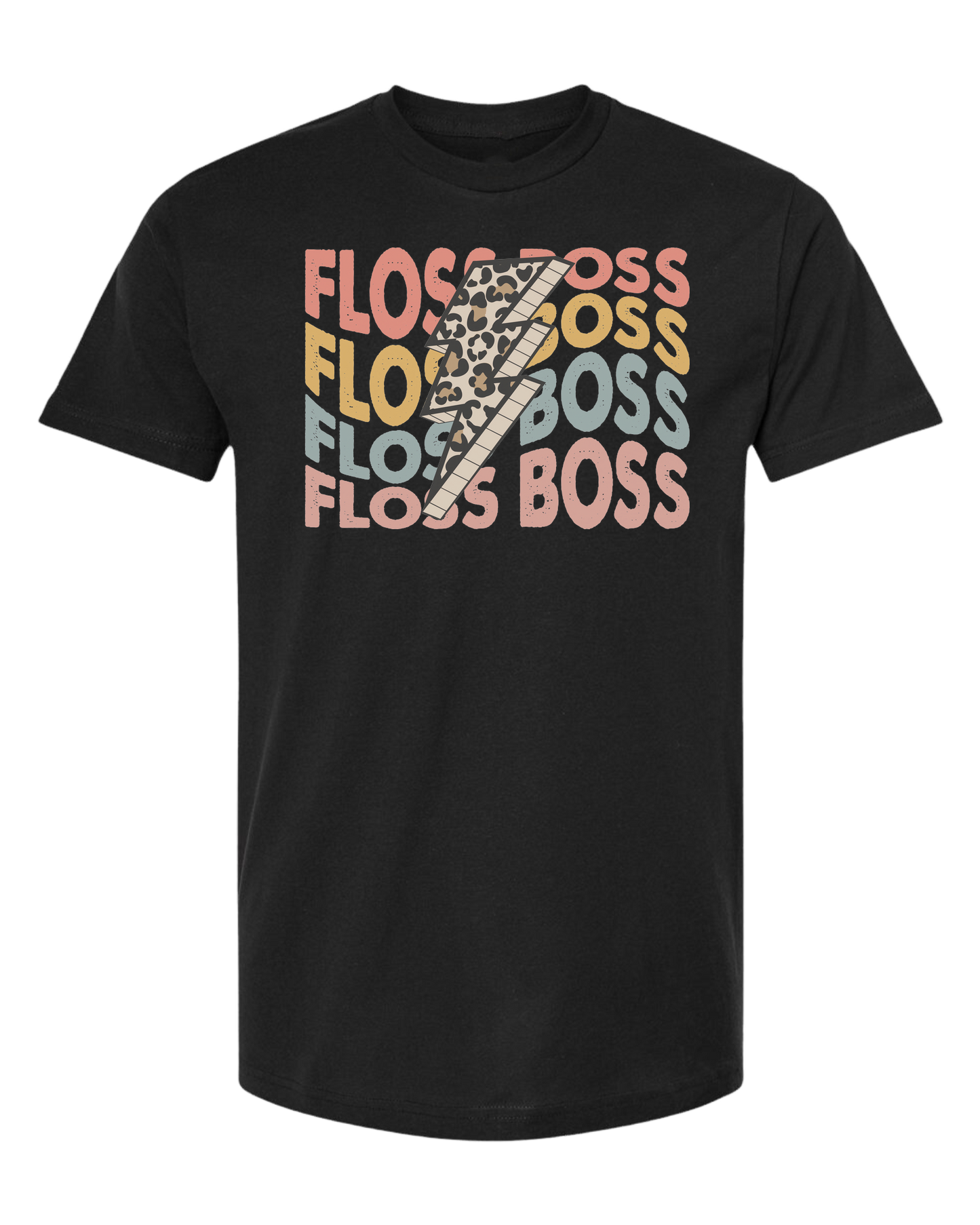 Floss Boss leopard lightning design Classic unisex crewneck tee Short sleeve crew neck