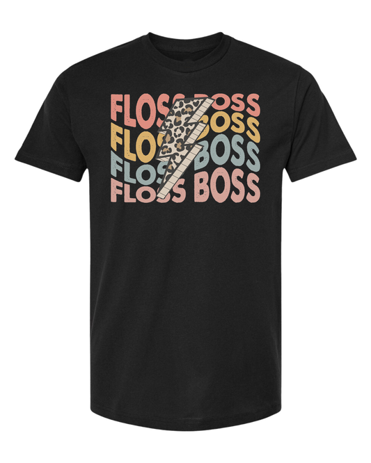 Floss Boss leopard lightning design Unisex crew-neck  graphic tee Black