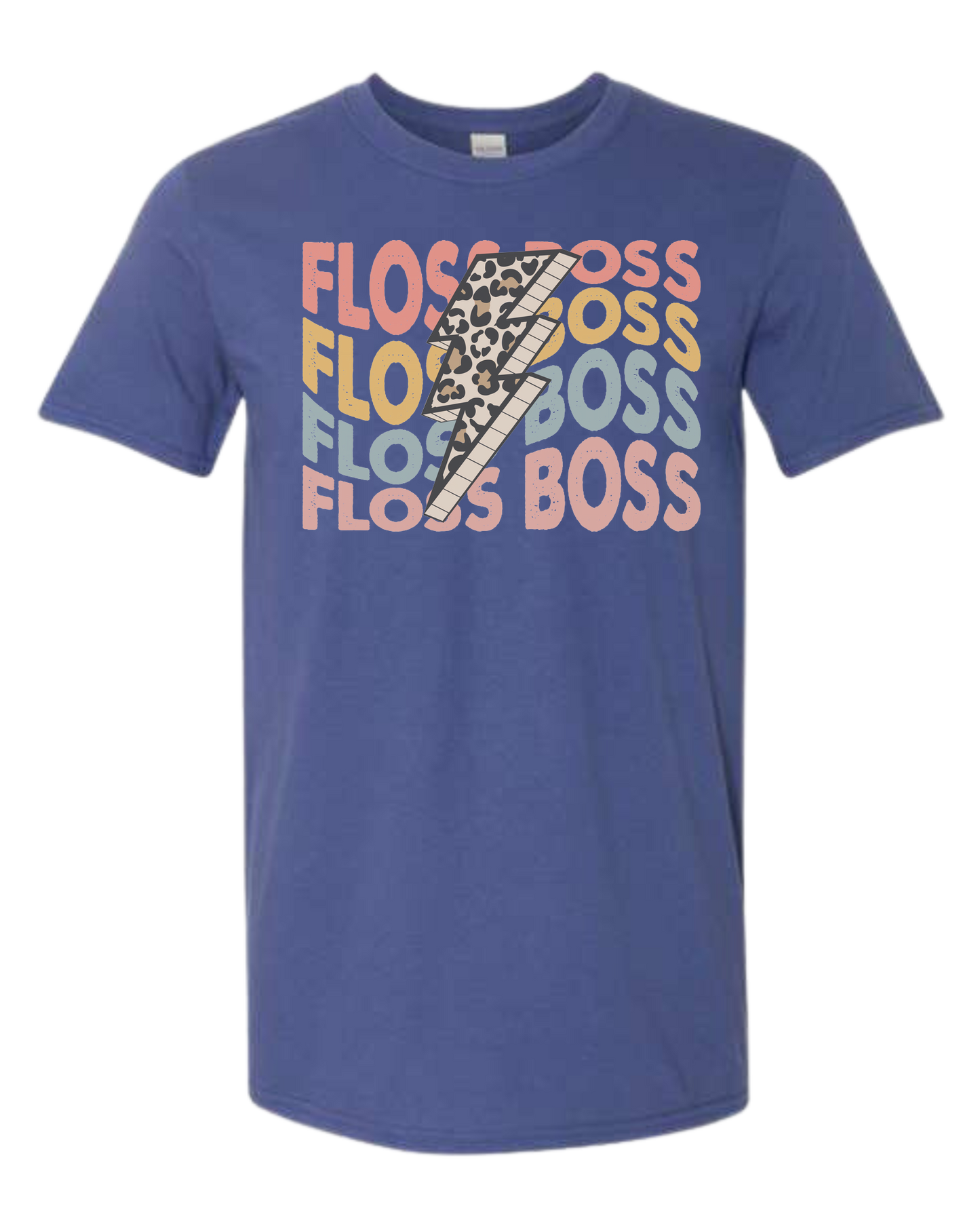 Floss Boss leopard lightning design Unisex crew-neck  graphic tee Metro Blue