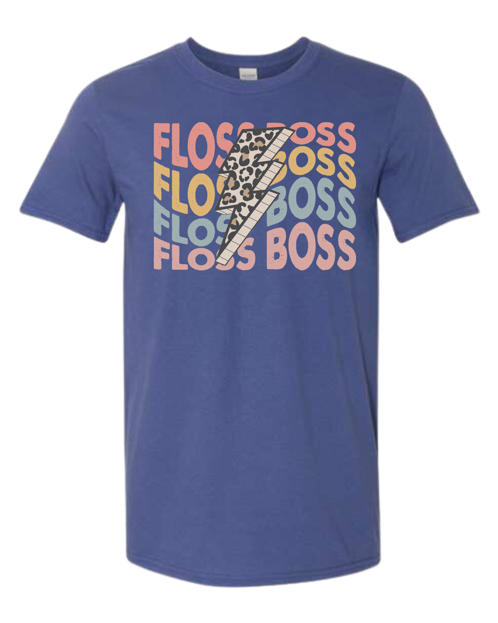 Floss Boss leopard lightning design Unisex crew-neck  graphic tee Metro Blue