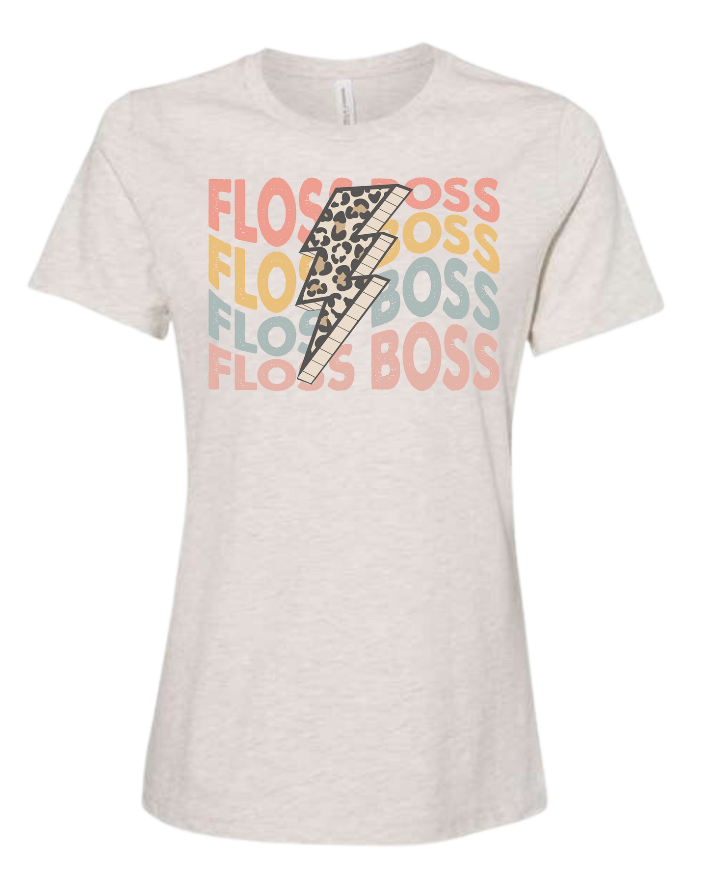 Floss Boss leopard lightning design Women's fit premium crewneck tee Natural