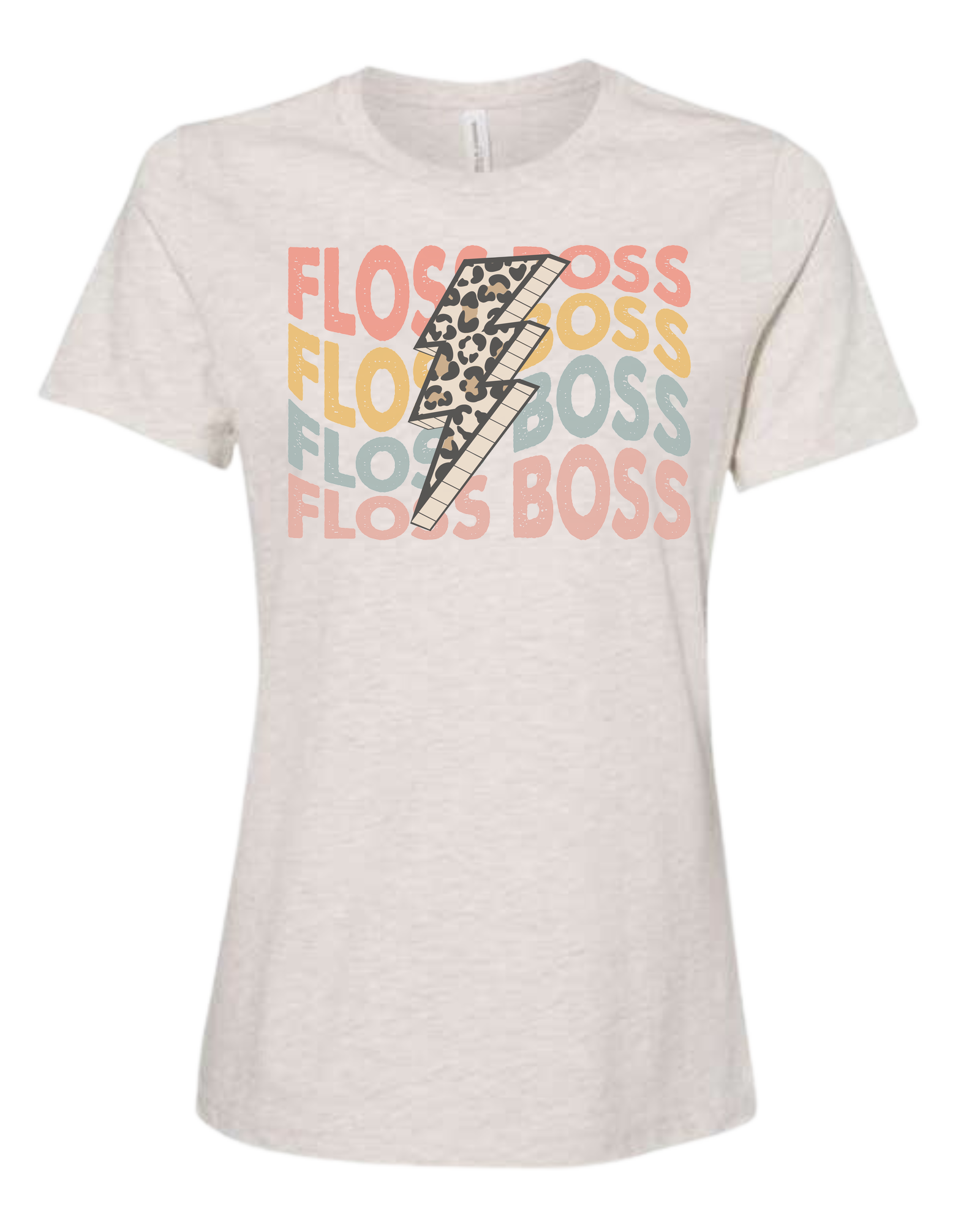 Floss Boss leopard lightning design Women's fit premium crewneck tee Natural
