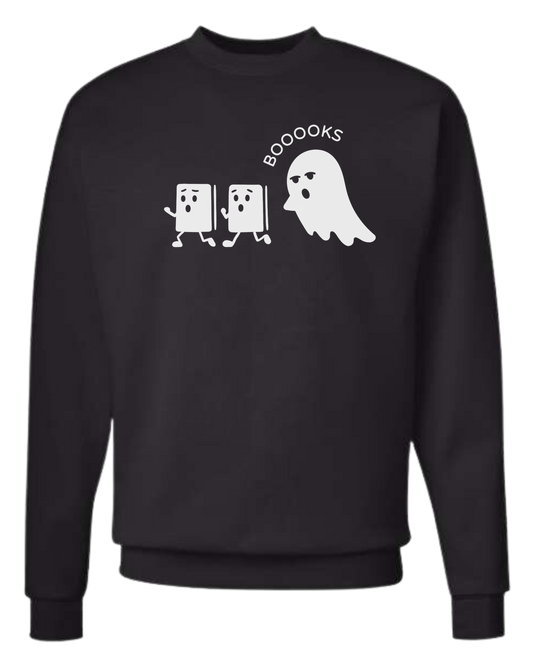 Ghost chasing Boooo-ks graphic tee Classic unisex crewneck sweatshirt Black